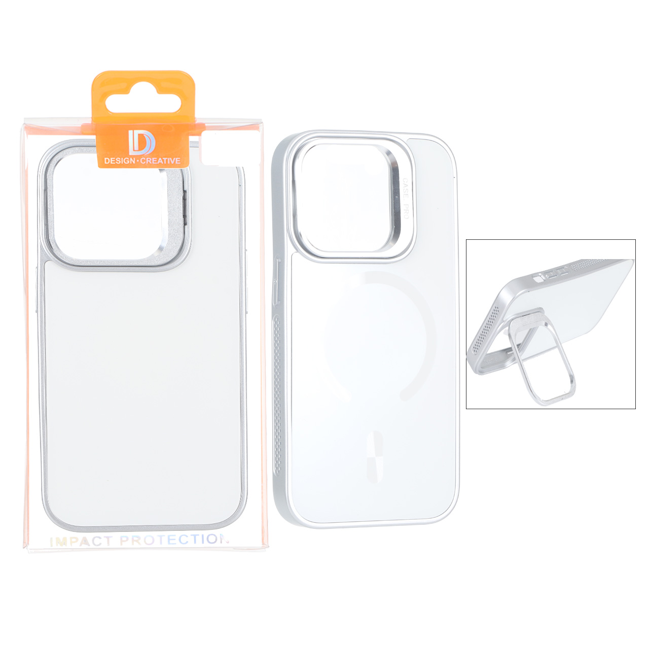 قاب اورجینال PVD Case Pro استندشو MagSafe مدل Apple iPhone 14 Pro - نقره ای (پک دار)