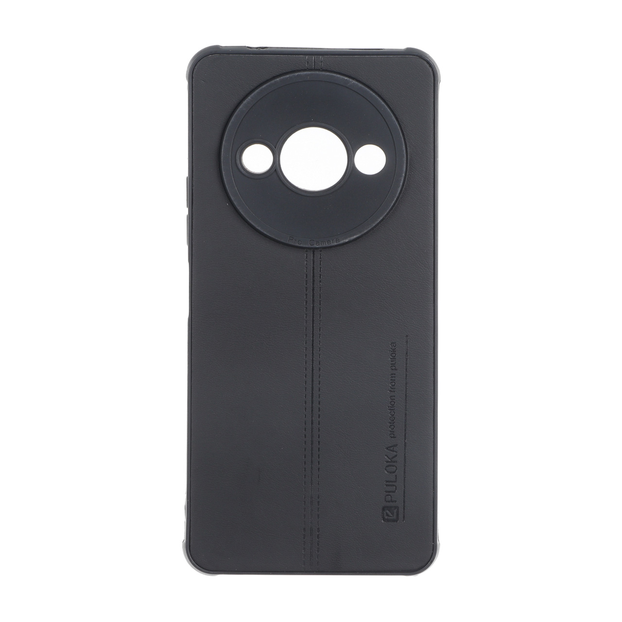 قاب Puloka طرح چرم دوخت دار محافظ لنزدار Xiaomi Redmi A3 / A3x / Poco C61 - مشکی