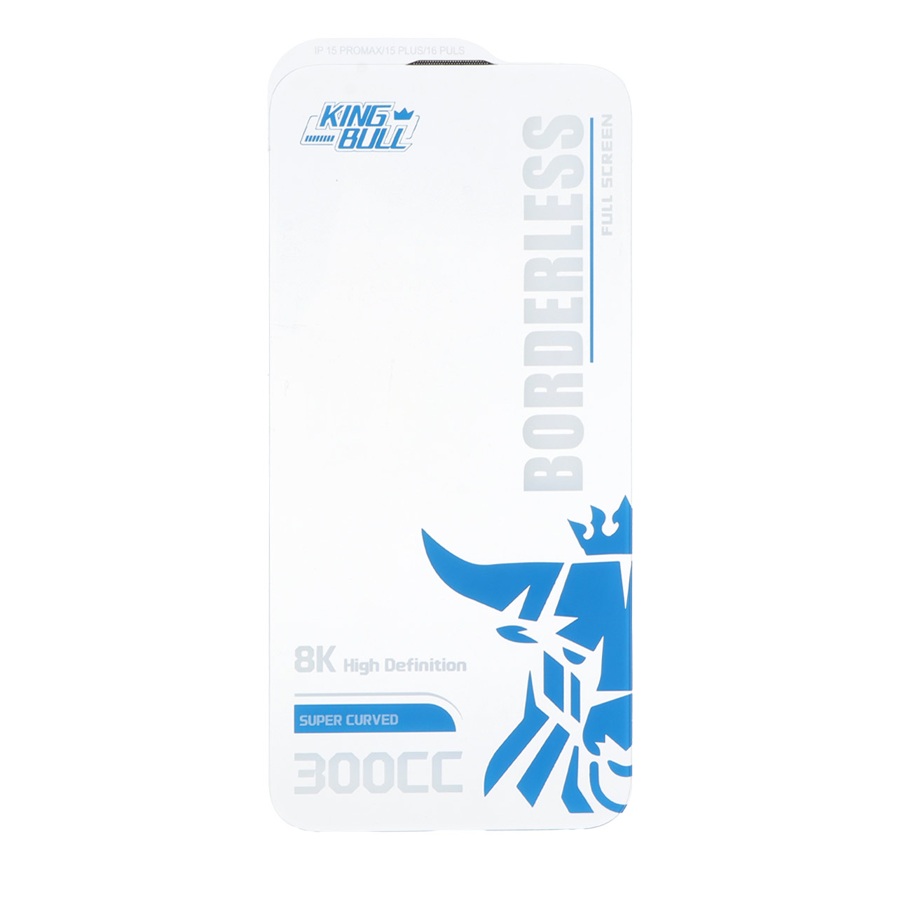 محافظ صفحه نمایش شیشه ای بدون حاشیه King Bull 8K 300CC مدل Apple iPhone 15 Pro Max