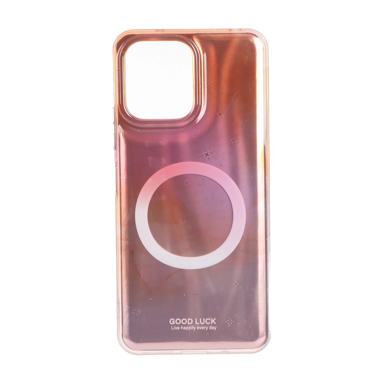 قاب Good Luck ستاره ای دور ژله ای طرح مگ سیف Xiaomi Redmi 12 / Poco M6 Pro 5G - نارنجی