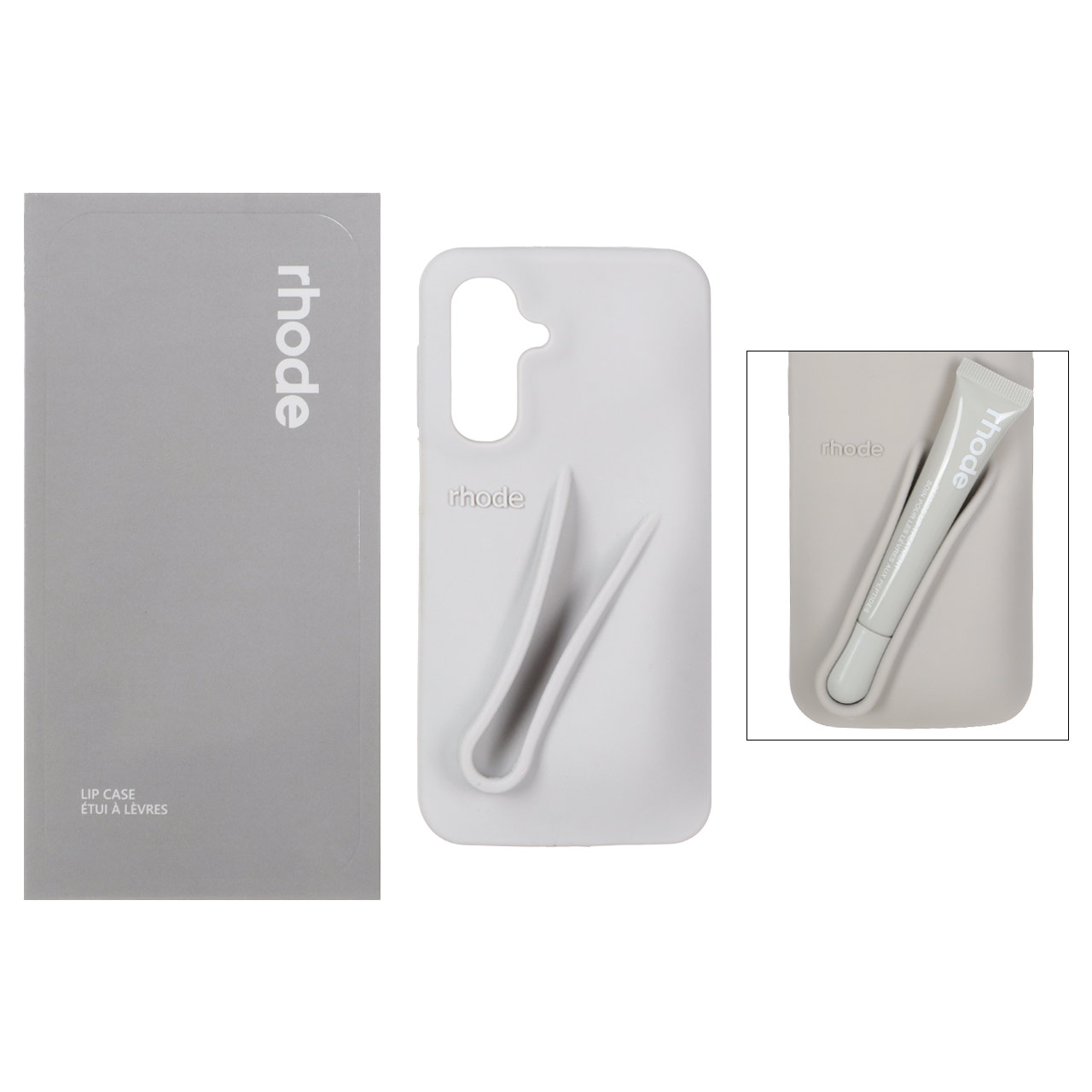 قاب سیلیکونی پاک کنی اورجینال rhode با ست لیپ گلاس Samsung Galaxy A17 / A16 / A26 - طوسی