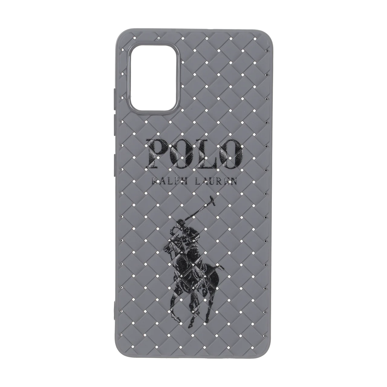 قاب طرح حصیری Polo دور لنز براق خاکستری مناسب برای سامسونگ گلکسی A51 و M40s