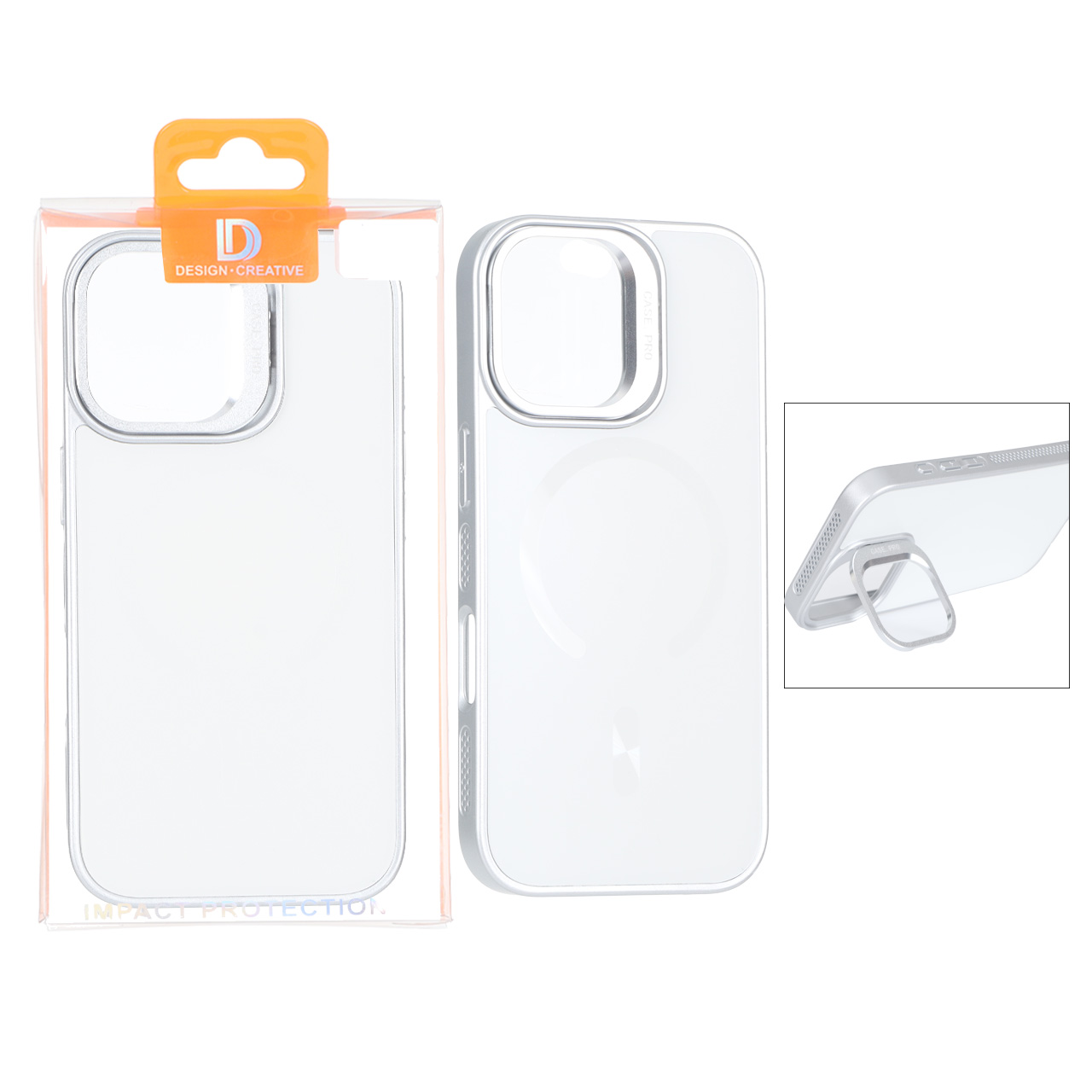 قاب اورجینال PVD Case Pro استندشو MagSafe مدل Apple iPhone 17 - نقره ای (پک دار)