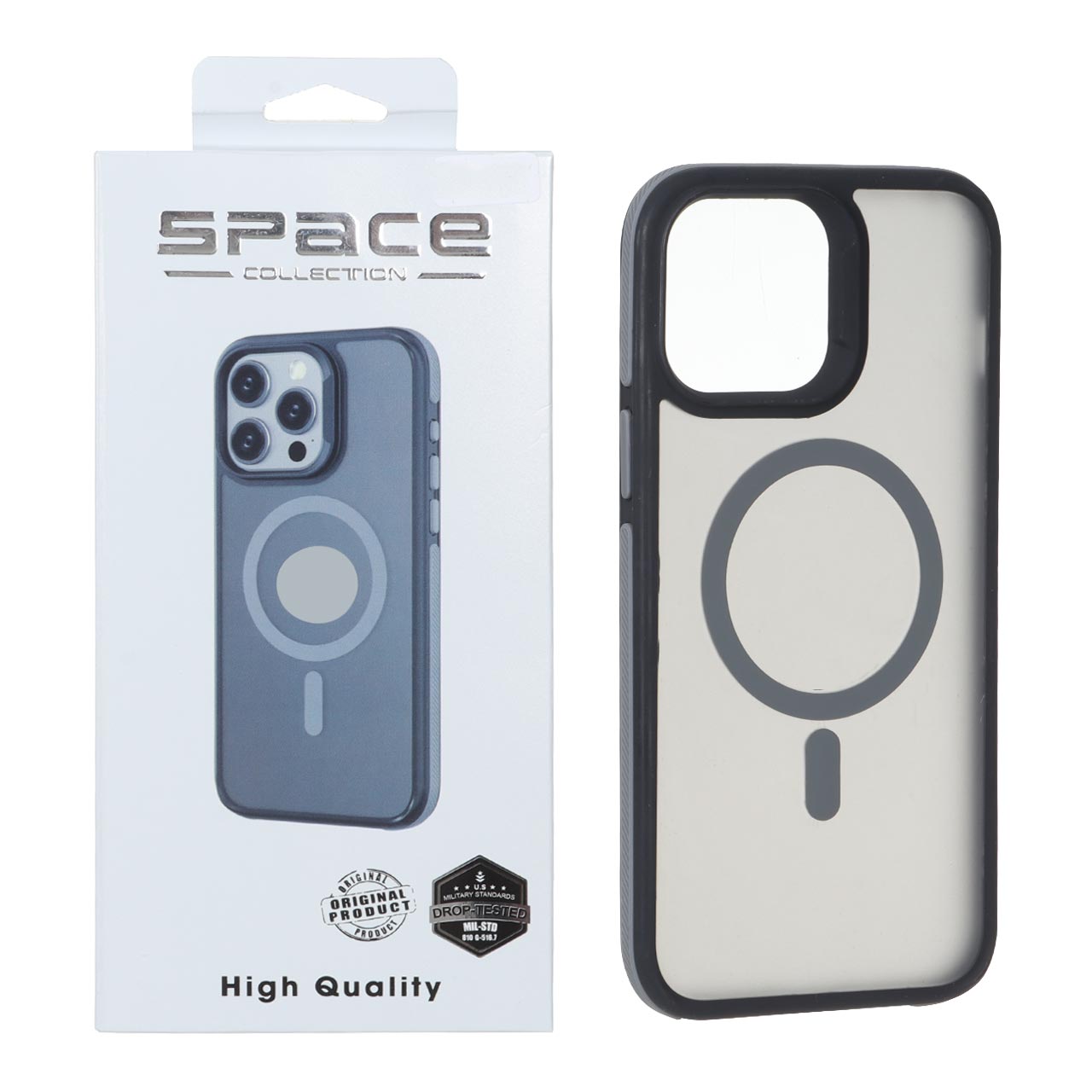 قاب Space مات مگ سیف دور هاشور خاکستری مناسب برای آیفون 13 پرو مکس