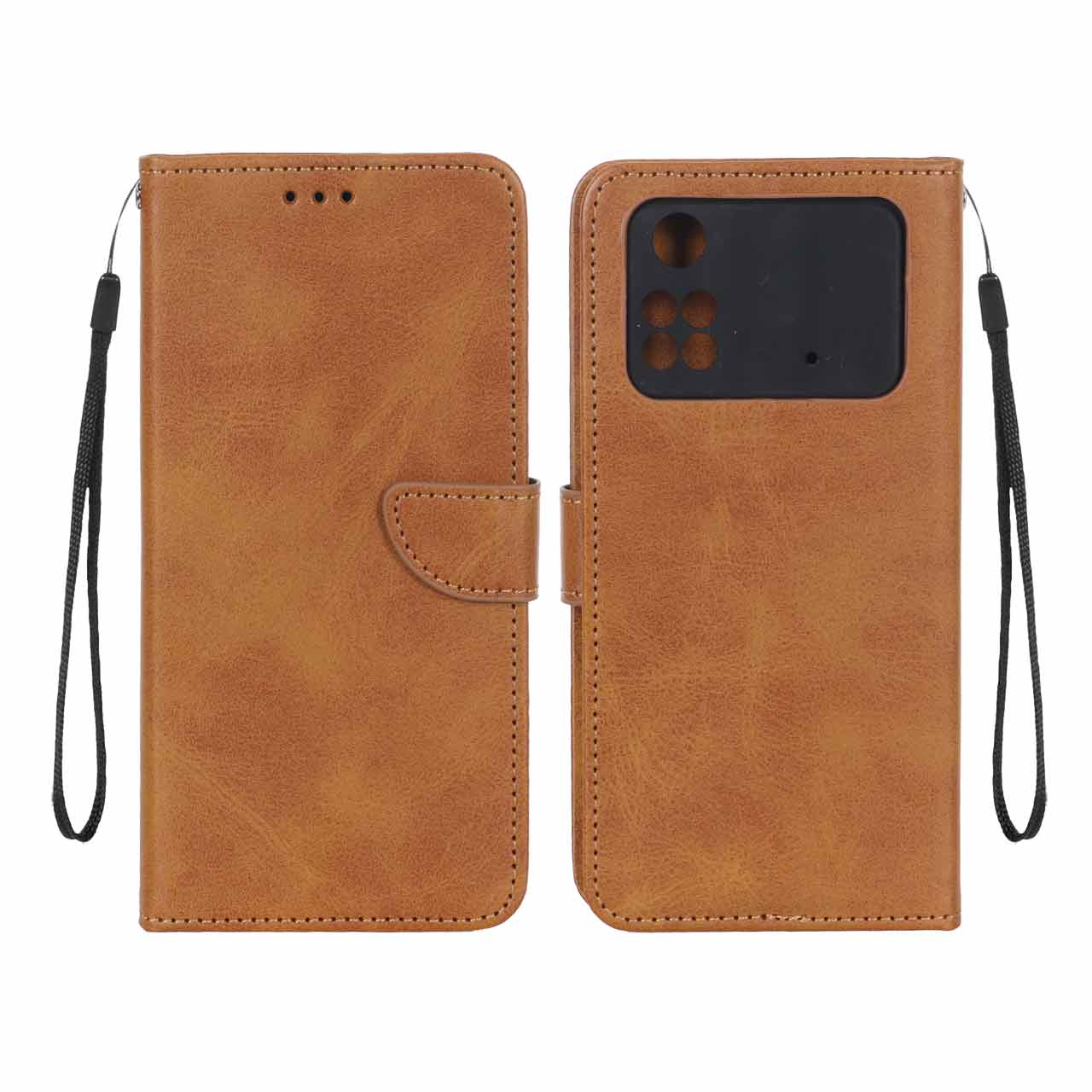 کیف چرمی مگنتی محافظ لنزدار عسلی مناسب برای شیائومی پوکو M4 پرو 4G