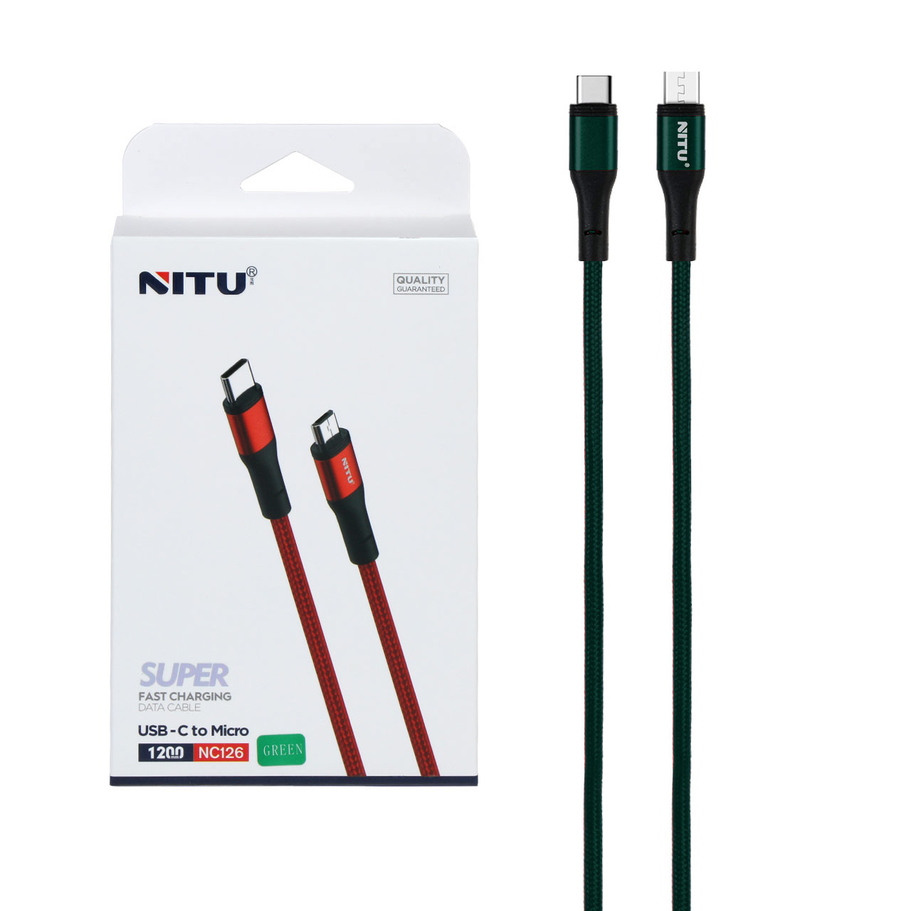 کابل شارژ فست NITU Type-C به Micro USB مدل NC126 سبز با گارانتی 18 ماهه