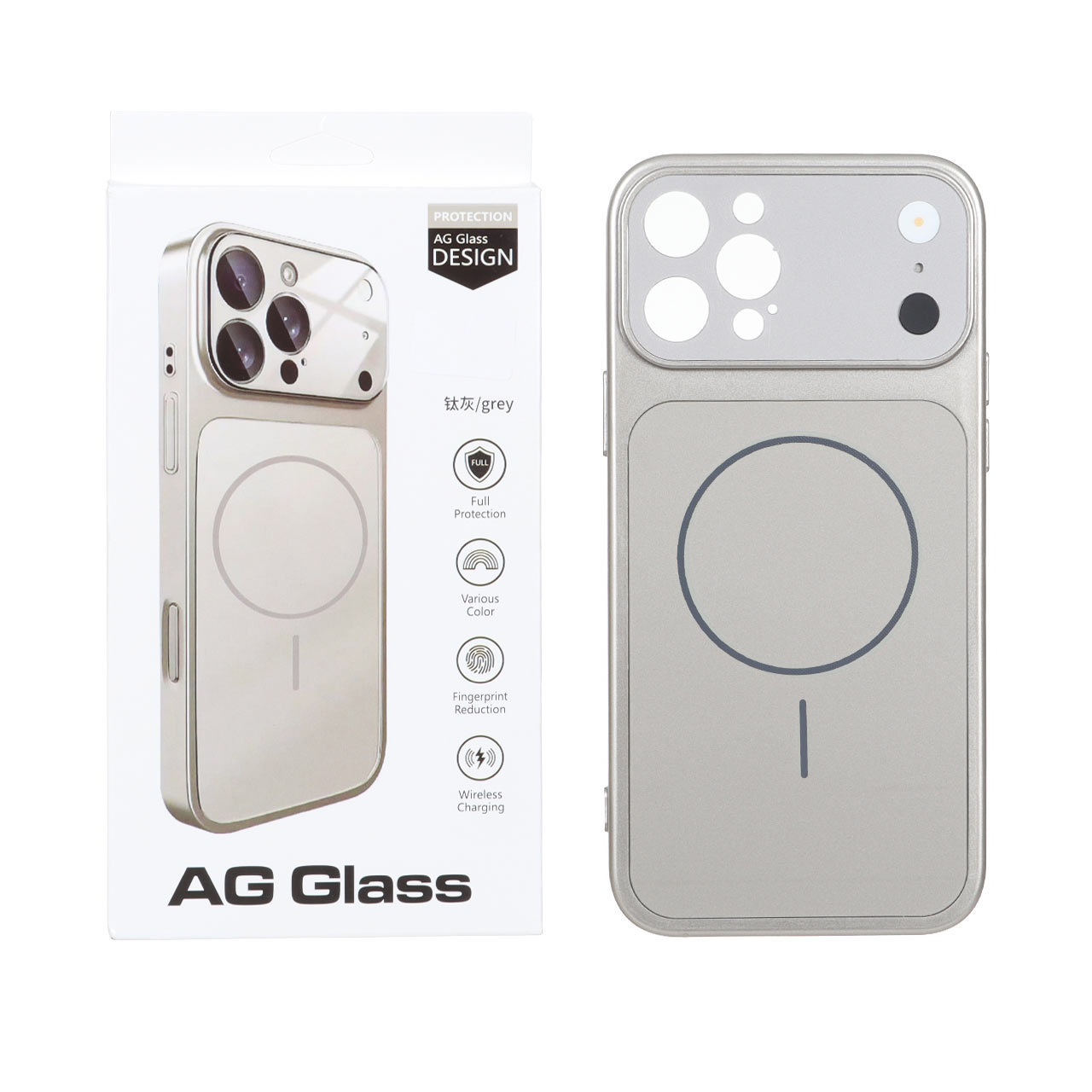 قاب AG Glass محافظ لنز برجسته شیشه‌ای مگ سیف مناسب برای آیفون 13 پرو - خاکستری