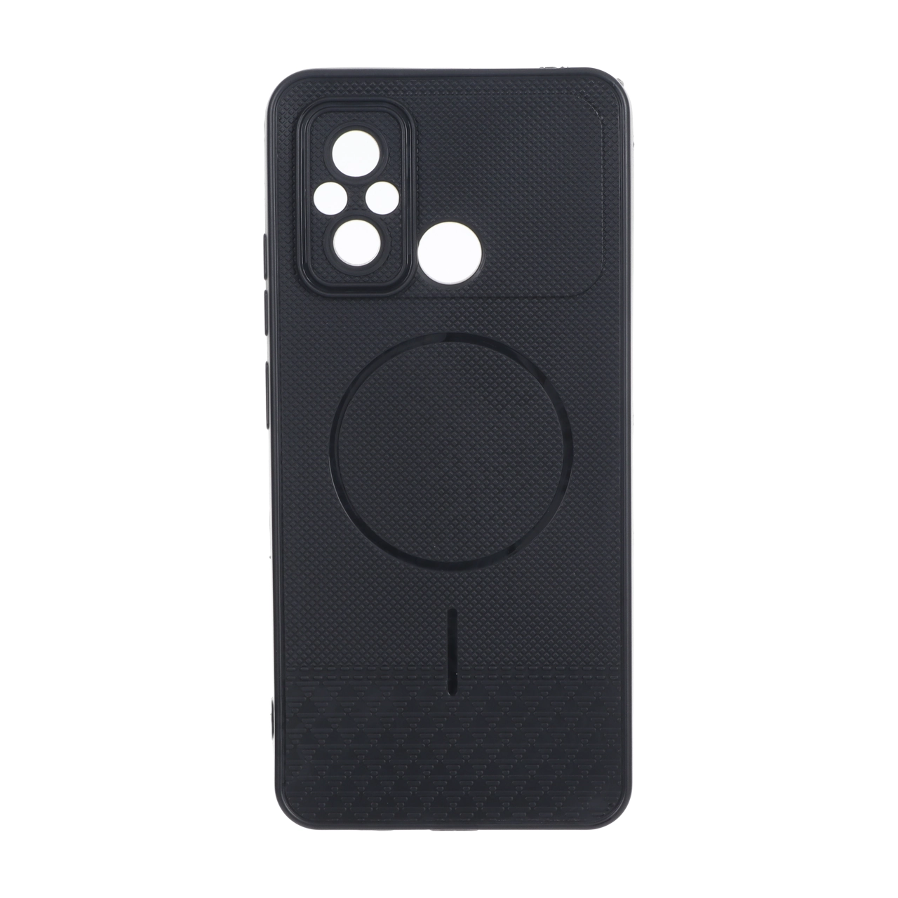 قاب شطرنجی طرح مگ سیف محافظ لنزدار Xiaomi Redmi 12C / Redmi 11A / Poco C55 - مشکی