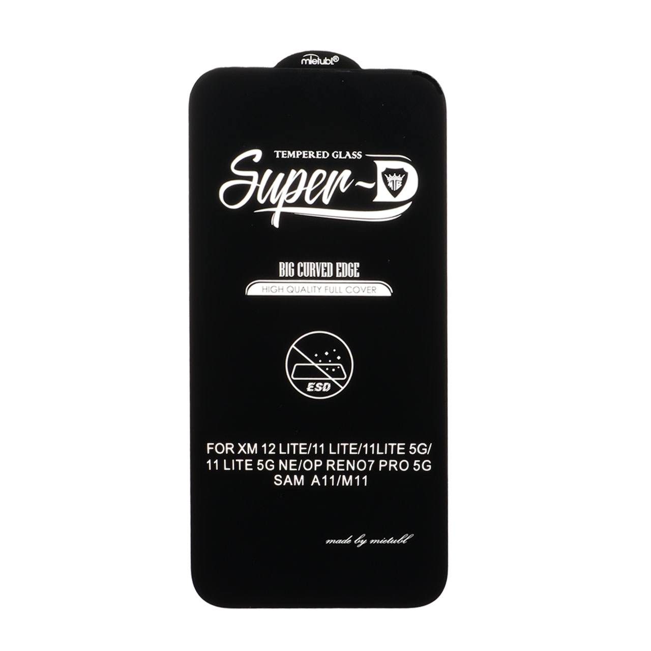 محافظ صفحه نمایش شیشه ای فول کاور Super D میتوبل ESD مشکی برای سامسونگ A11/M11، شیائومی 11/12 لایت و ردمی نوت 9