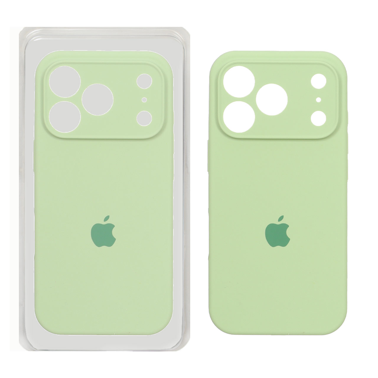 قاب سیلیکونی پاک کنی محافظ لنزدار اورجینال Apple iPhone 17 Pro - سبز مغز پسته ای