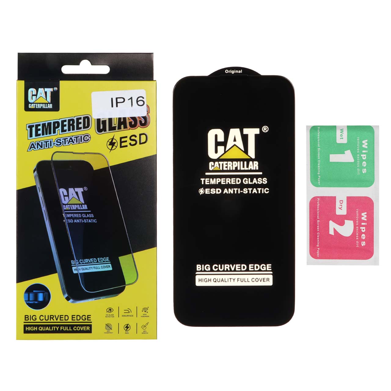 محافظ صفحه نمایش شیشه ای کاترپیلار Anti-Static ESD مناسب برای آیفون 16