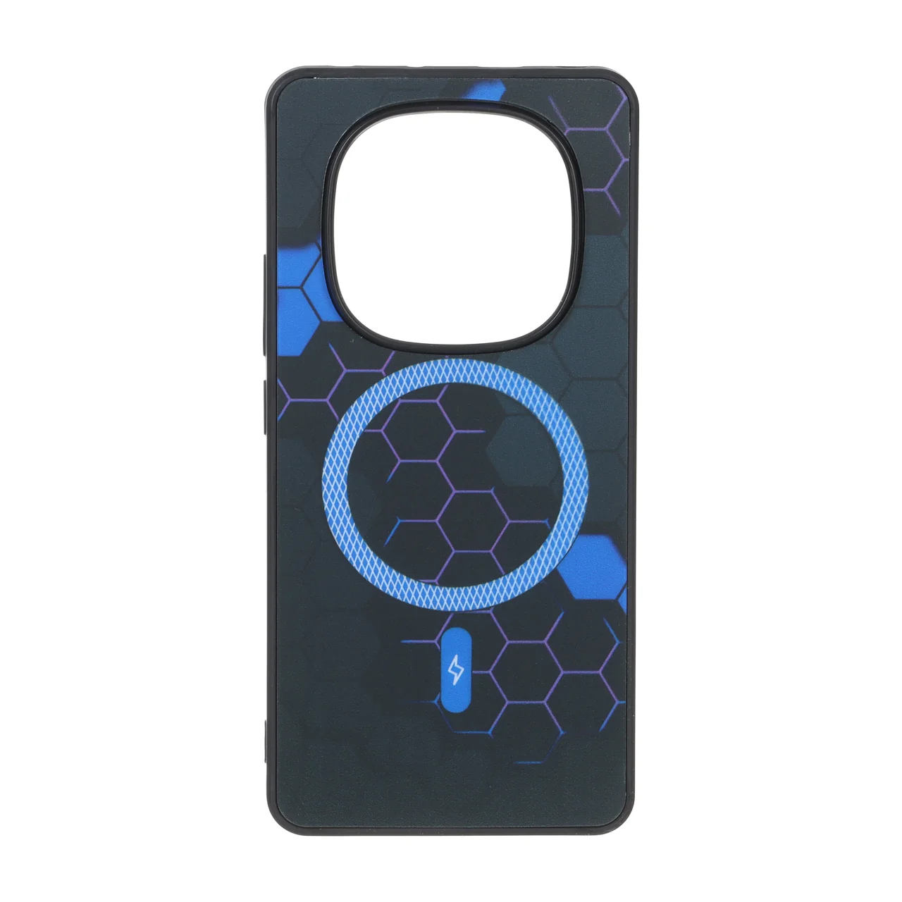 قاب طرح Hexagon مگ سیف هاشور دار آبی مناسب برای شیائومی ردمی نوت 14 پرو 4G