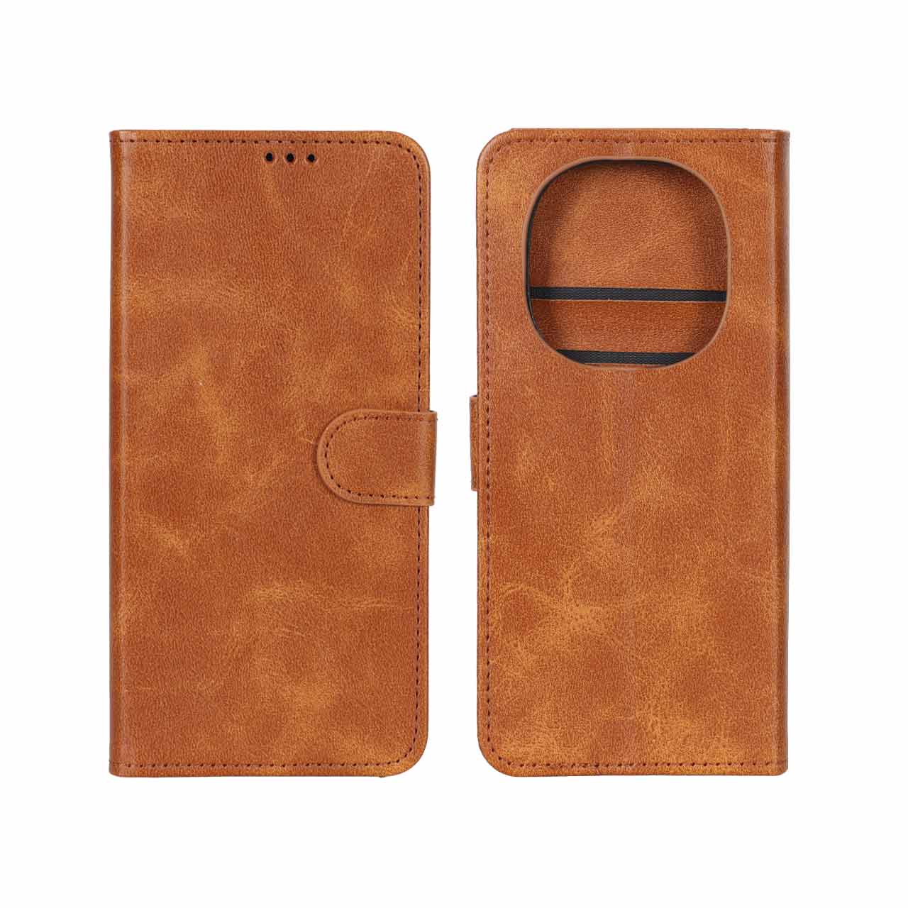 کیف چرمی مگنتی مناسب برای شیائومی ردمی نوت ۱۴ پرو 4G - عسلی