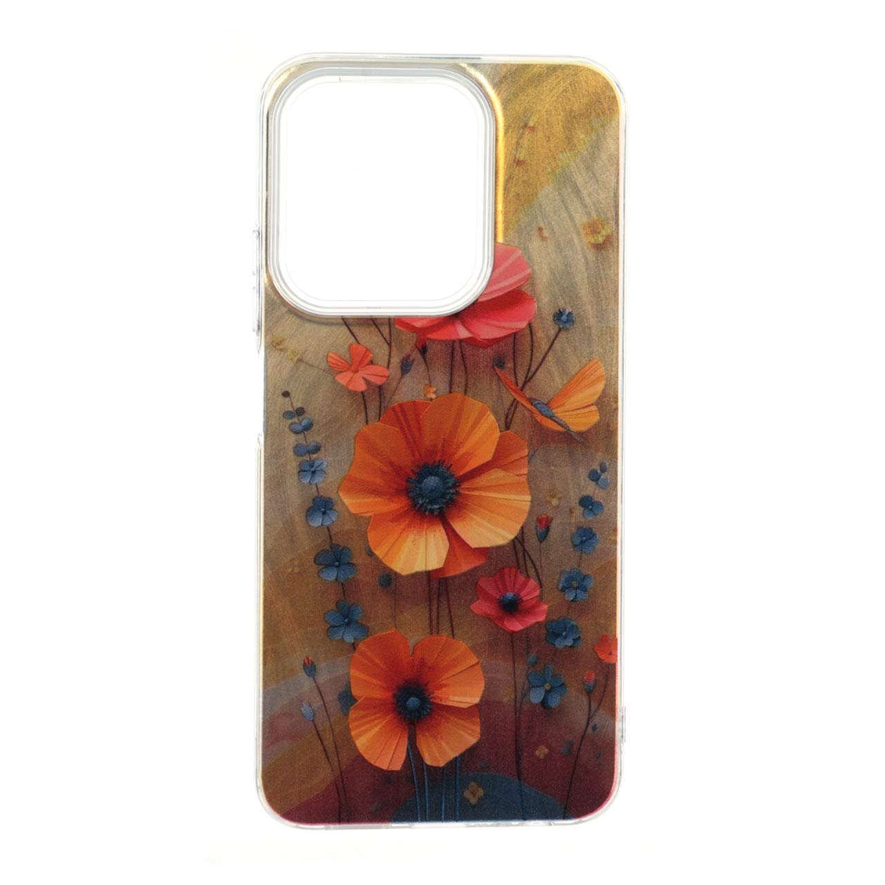 قاب طرح گل اطلسی Flower دور شفاف کد 43 مناسب برای شیائومی ردمی 15C و پوکو C85