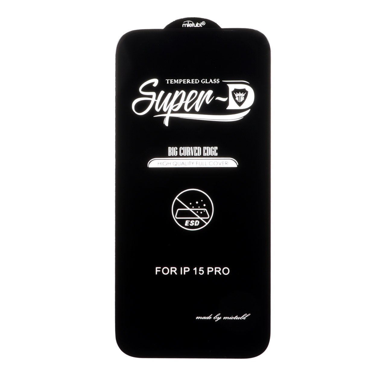 محافظ صفحه نمایش شیشه ای فول کاور Super D Mietubl ESD مناسب برای آیفون 15 پرو مشکی