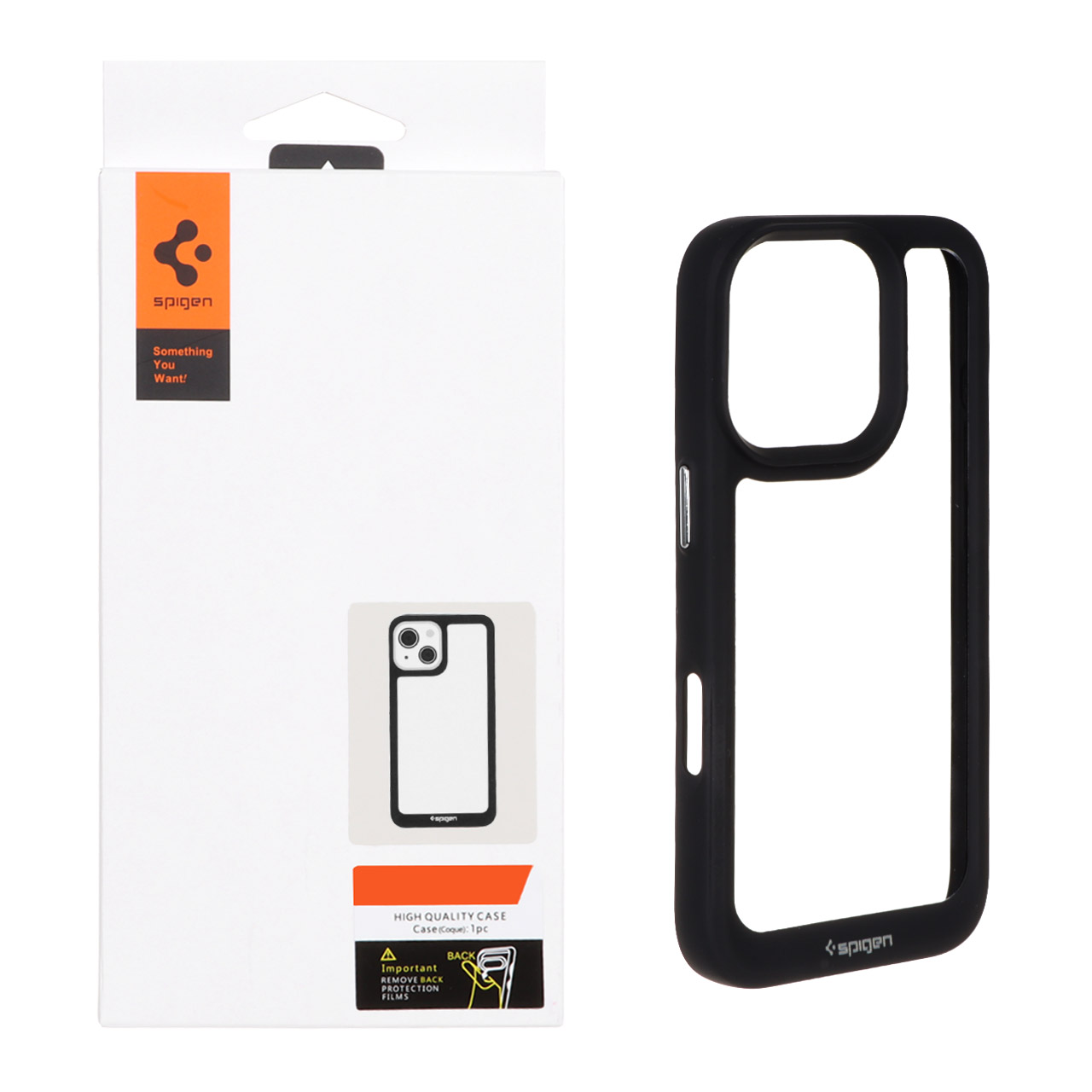 قاب اورجینال Spigen شفاف مشکی مناسب برای آیفون 16 پرو