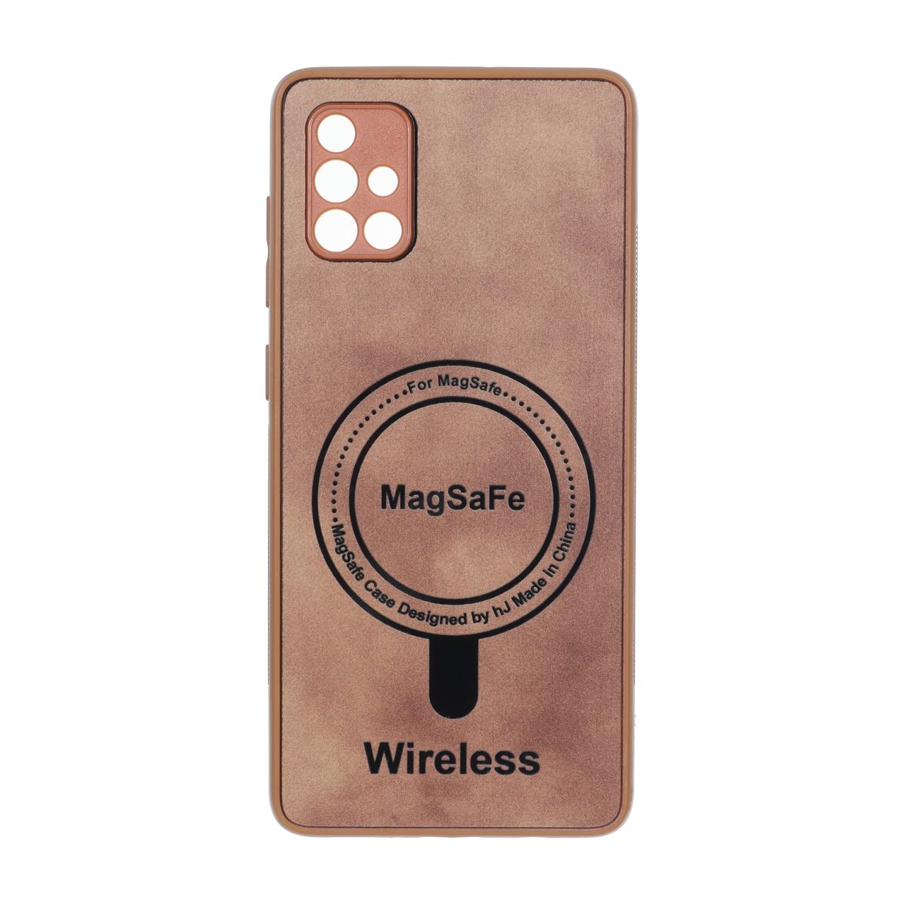 قاب Wireless طرح مگ سیف محافظ لنز برجسته رنگ عسلی مناسب برای سامسونگ گلکسی A71