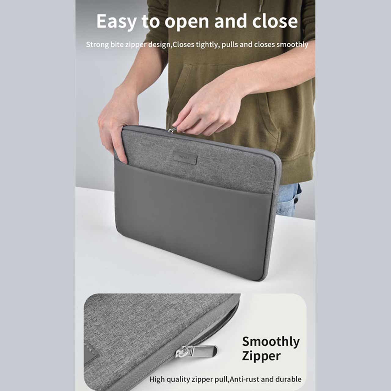 کیف لپ تاپ 16 اینچی Wiwu مدل Minimalist Laptop Sleeve - خاکستری