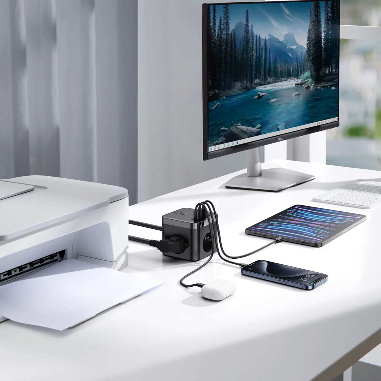 چند راهی برق 3 خانه Baseus مدل Power Combo Cube Power Strip BSPS-3E - مشکی