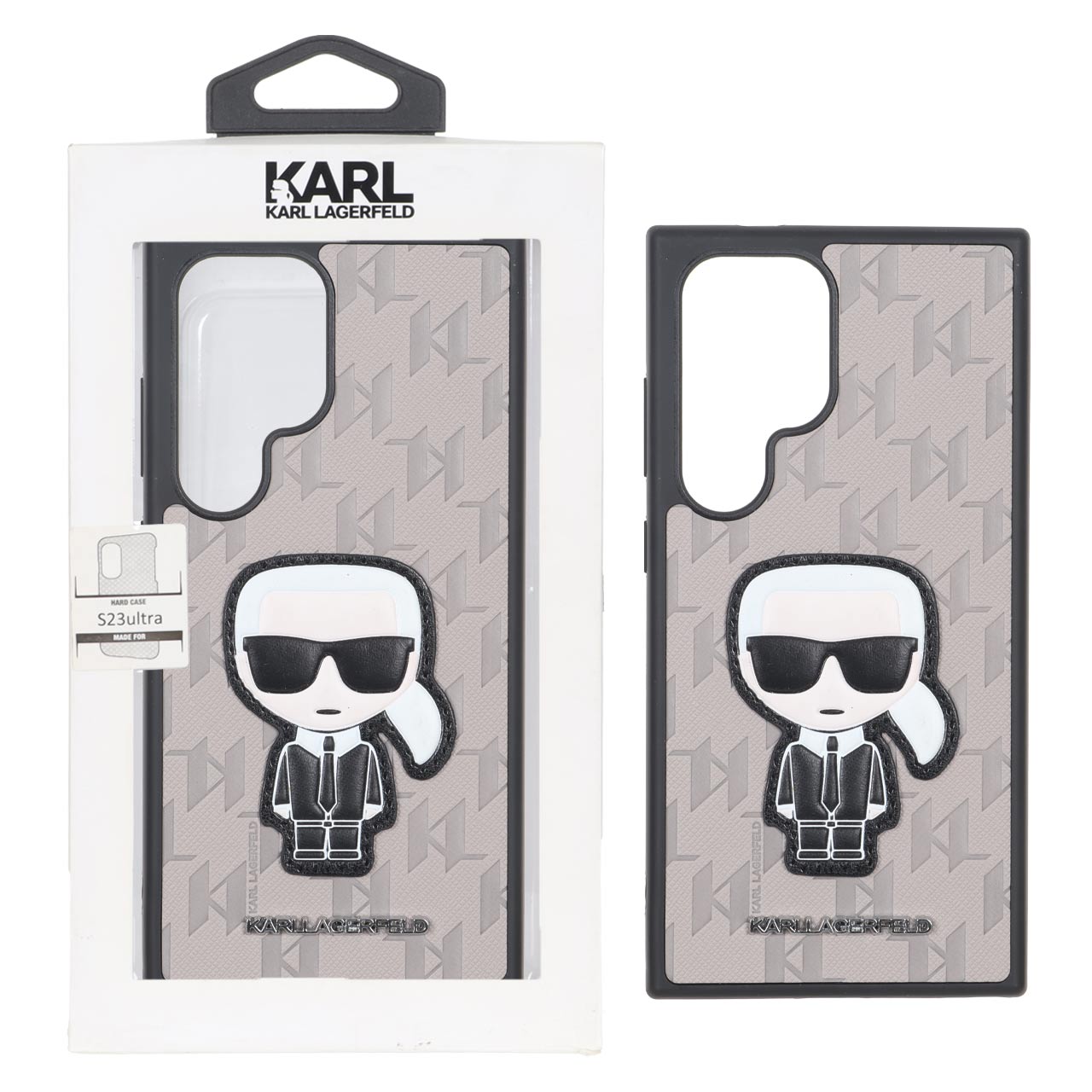 قاب طرح فیگور Karl Lagerfeld چرمی خاکی مناسب برای سامسونگ گلکسی اس ۲۳ اولترا