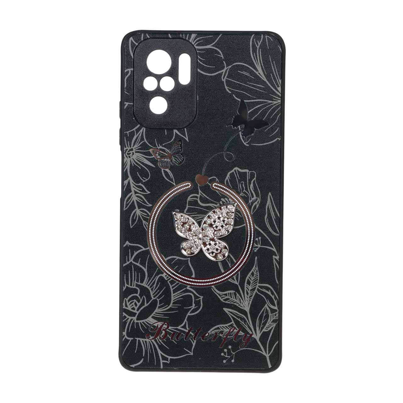 قاب طرح Butterfly نگین‌دار آینه‌ای مگ‌سیف مناسب برای شیائومی ردمی نوت 10 4G، ردمی نوت 10 اس و پوکو ام 5 اس