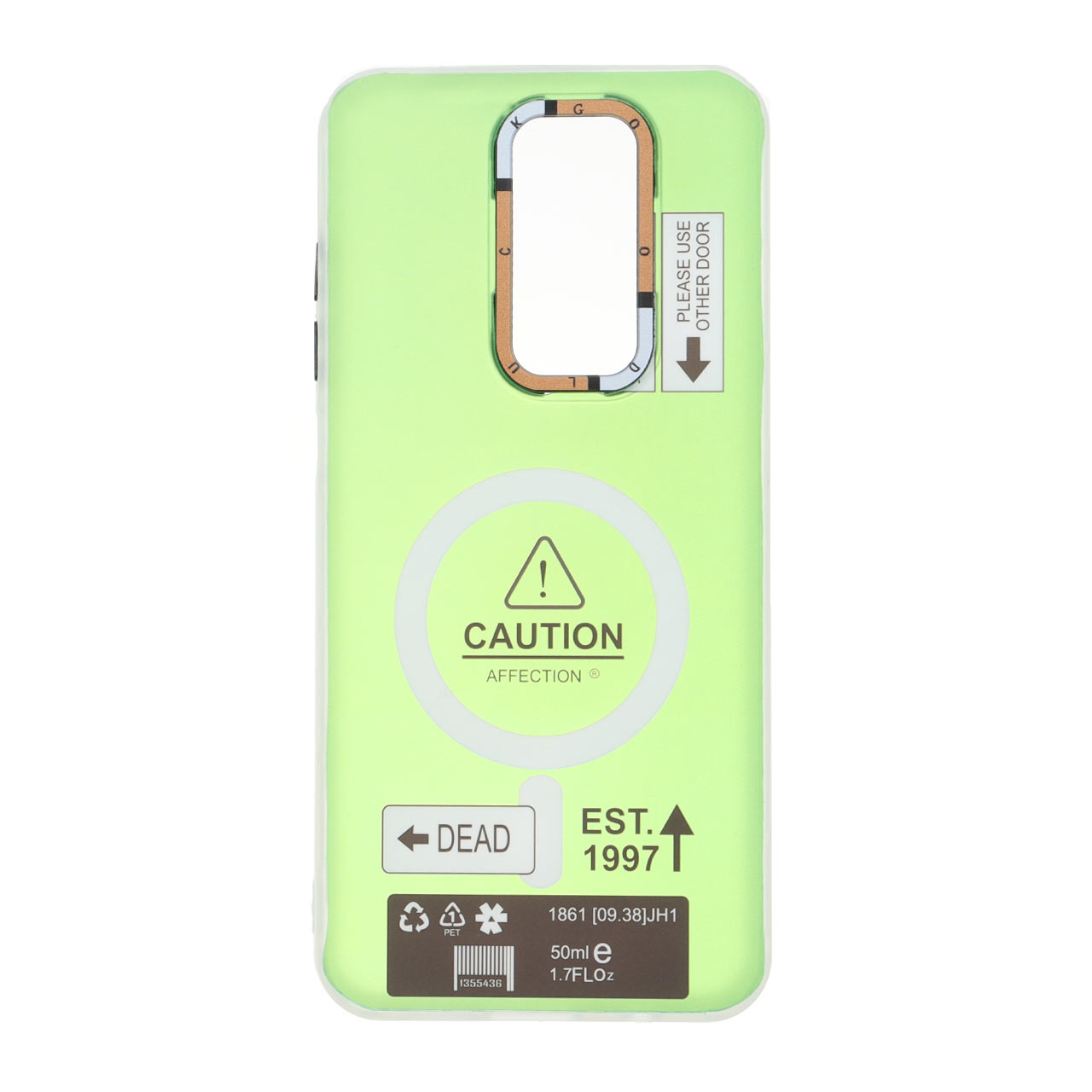 قاب طرح Caution دور مات مگ سیف سبز مناسب برای شیائومی ردمی نوت 8 پرو