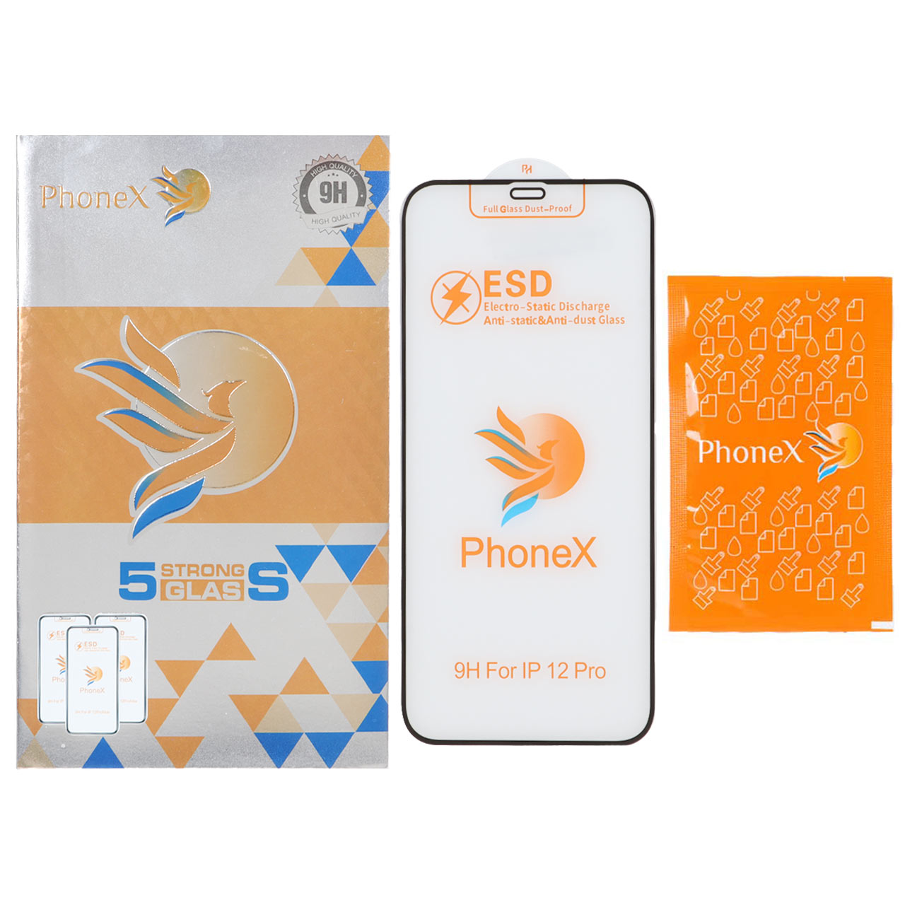 محافظ صفحه نمایش شیشه ای 9H Phonex مدل ESD برای آیفون 12 و آیفون 12 پرو