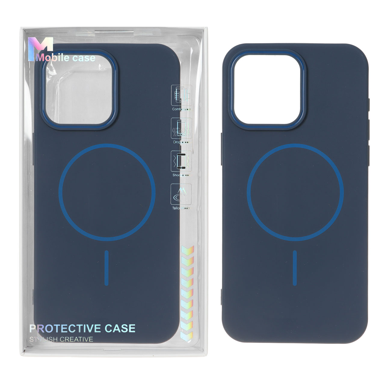 قاب Protective Case مگ سیف دور لنز رنگی سرمه‌ای مناسب برای آیفون 15 پرو مکس