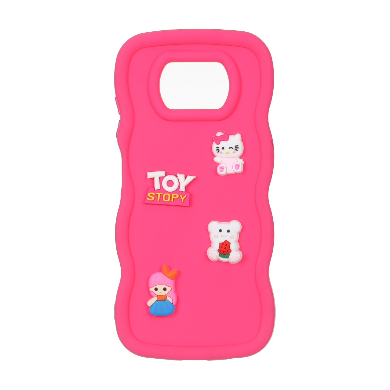 قاب طرح عروسک‌های خمیری برجسته (هلو کیتی، خرس و هندوانه، دختر) و نوشته TOY STOPY با لبه‌های کنگره‌ای مناسب برای شیائومی پوکو X3، پوکو X3 پرو و پوکو X3 ان اف سی