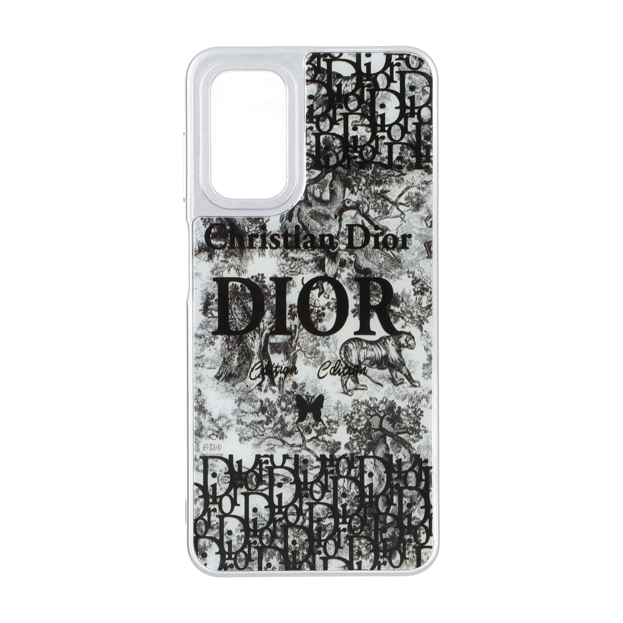 قاب طرح Dior ببری جنگلی رزینی سیلور مناسب برای سامسونگ گلکسی A13 4G، A13 5G، A04s، M13 4G، M23 و F13
