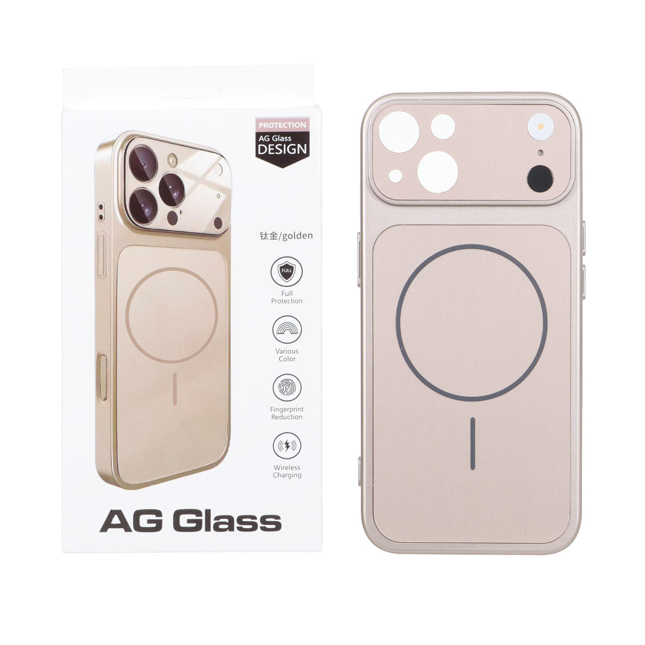 قاب AG Glass محافظ لنز برجسته شیشه ای مگ سیف رزگلد مناسب برای آیفون 13 و آیفون 14