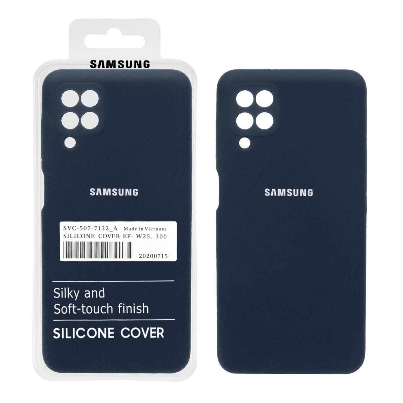 قاب سیلیکونی پاک کنی اورجینال درجه یک Samsung A12 / M12 / F12 - سرمه ای (پک دار)