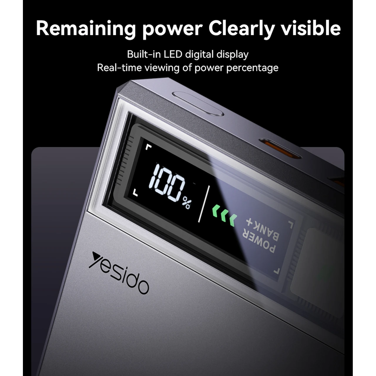 پاوربانک وایرلس و فست شارژ Yesido YP61 با ظرفیت 10000mAh، توان 20W و مگ سیف - خاکستری