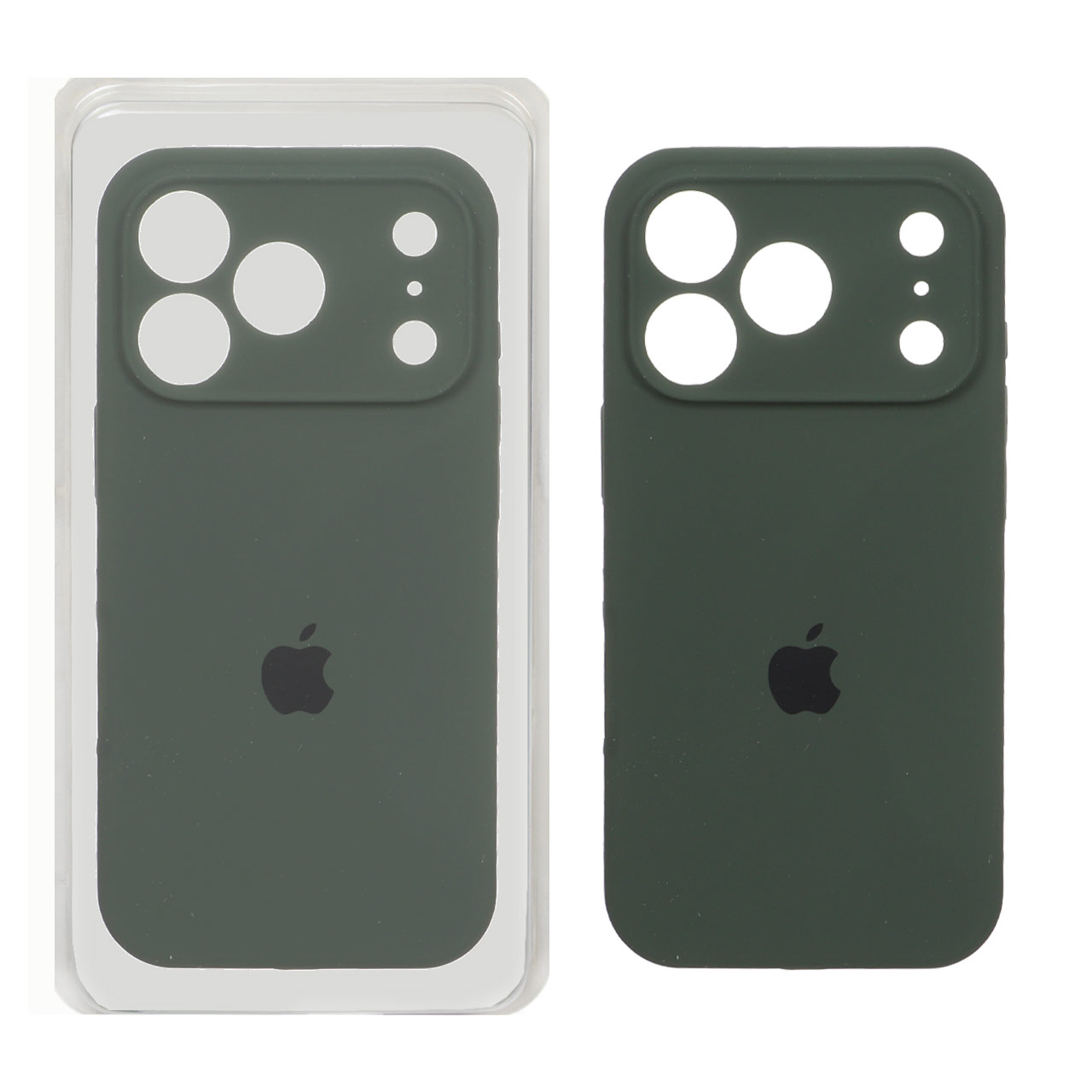 قاب سیلیکونی پاک کنی محافظ لنزدار اورجینال Apple iPhone 17 Pro - سبز تیره