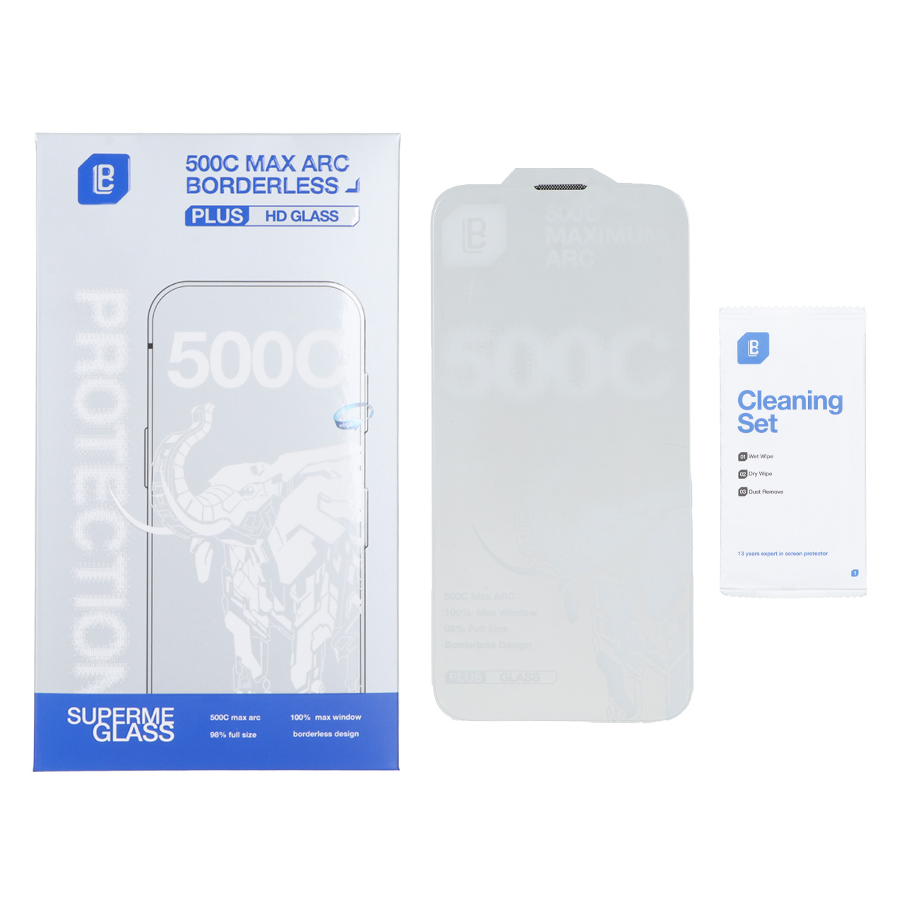 محافظ صفحه نمایش شیشه‌ای بدون حاشیه Lanbi 500CC Max Arc مناسب برای آیفون 13، آیفون 13 پرو، آیفون 14 و آیفون 16e