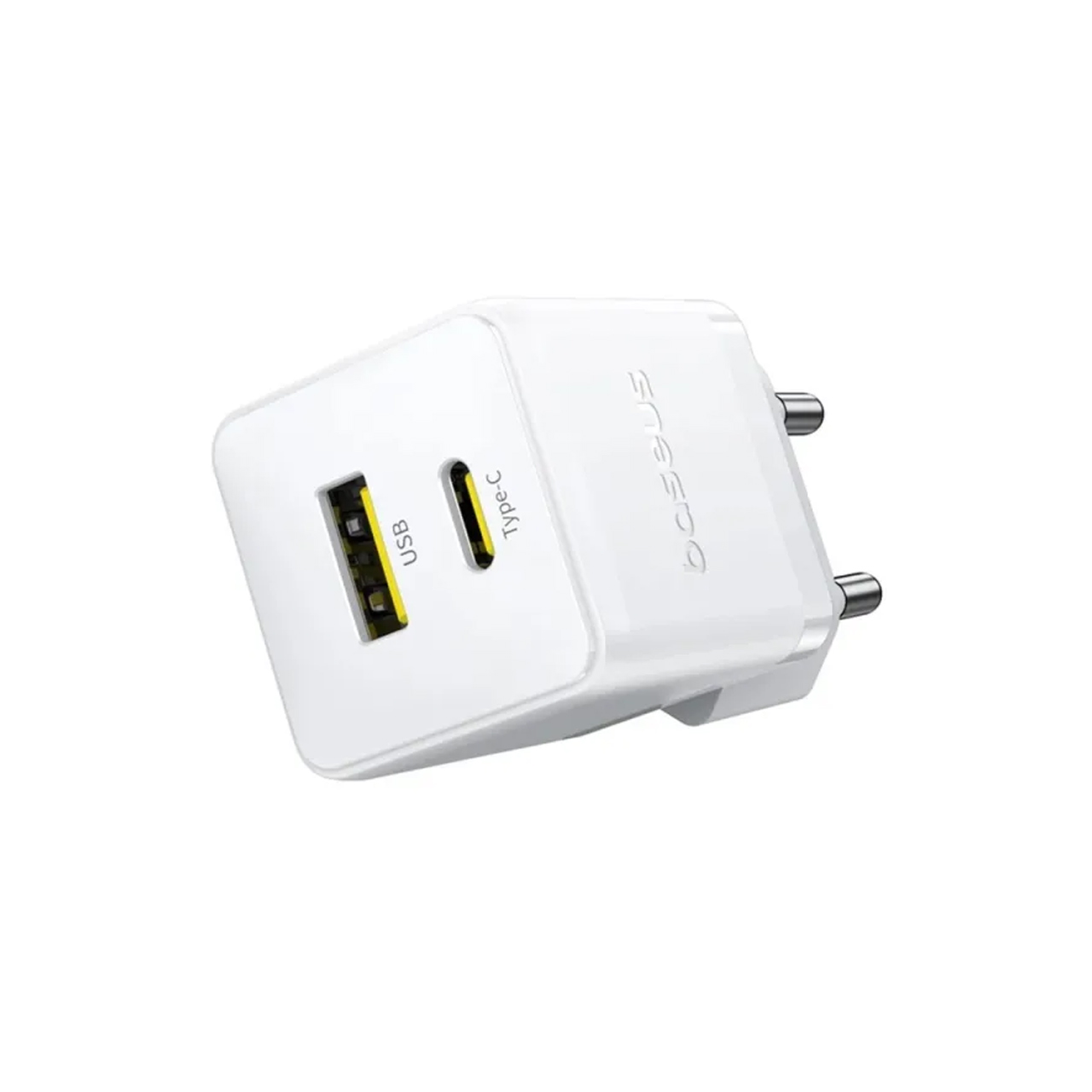 شارژر دیواری فست شارژ و PD دو پورت باسئوس مدل Palm با توان 20 وات - سفید