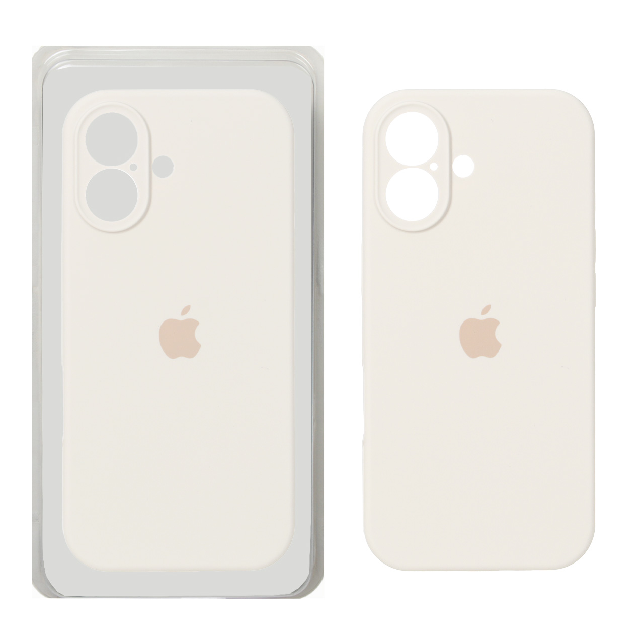 قاب سیلیکونی اورجینال Apple iPhone 17 با محافظ لنز - رنگ کرم (پک دار)