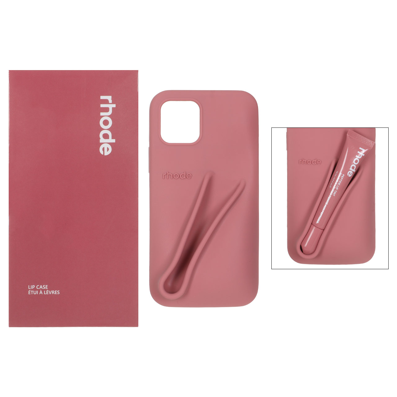 قاب سیلیکونی پاک کنی اورجینال rhode با ست لیپ گلاس Apple iPhone 12 Pro / iPhone 12 - کالباسی