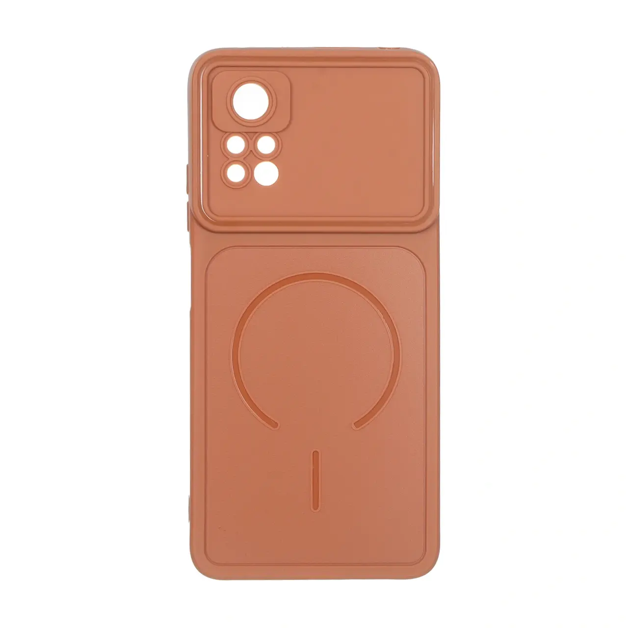 قاب سوزنی طرح مگ سیف دور لنز برجسته Xiaomi Redmi Note 12 Pro 4G / Redmi Note 11 Pro - قهوه ای