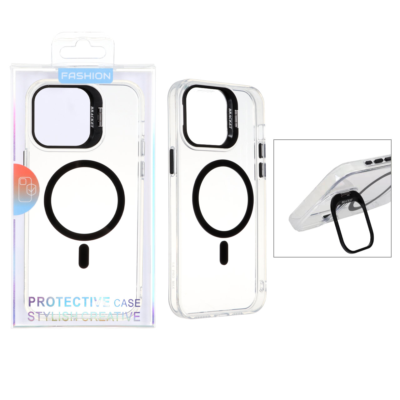 قاب اورجینال Bracket کریستالی MagSafe لنز استندشو شفاف مناسب برای آیفون 13 پرو مکس