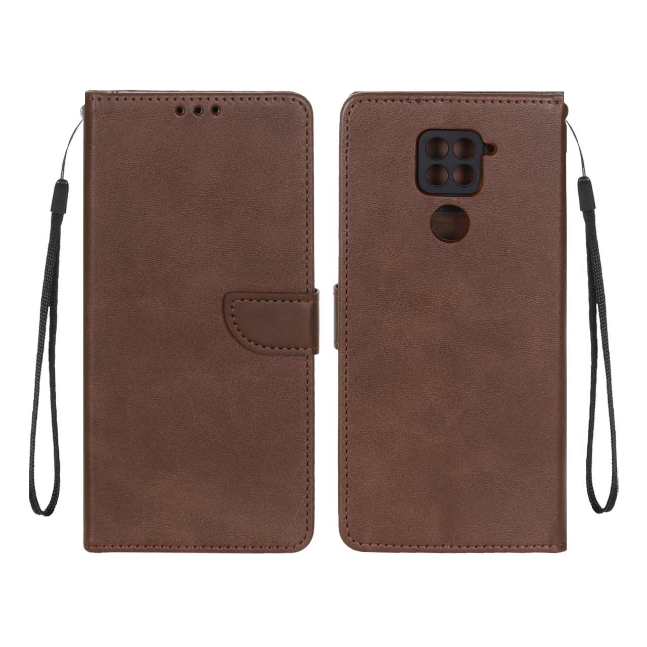 کیف چرمی موبایل مگنتی محافظ لنزدار Xiaomi Redmi Note 9 / Redmi 10X 5G / Redmi 10X Pro 5G - قهوه ای