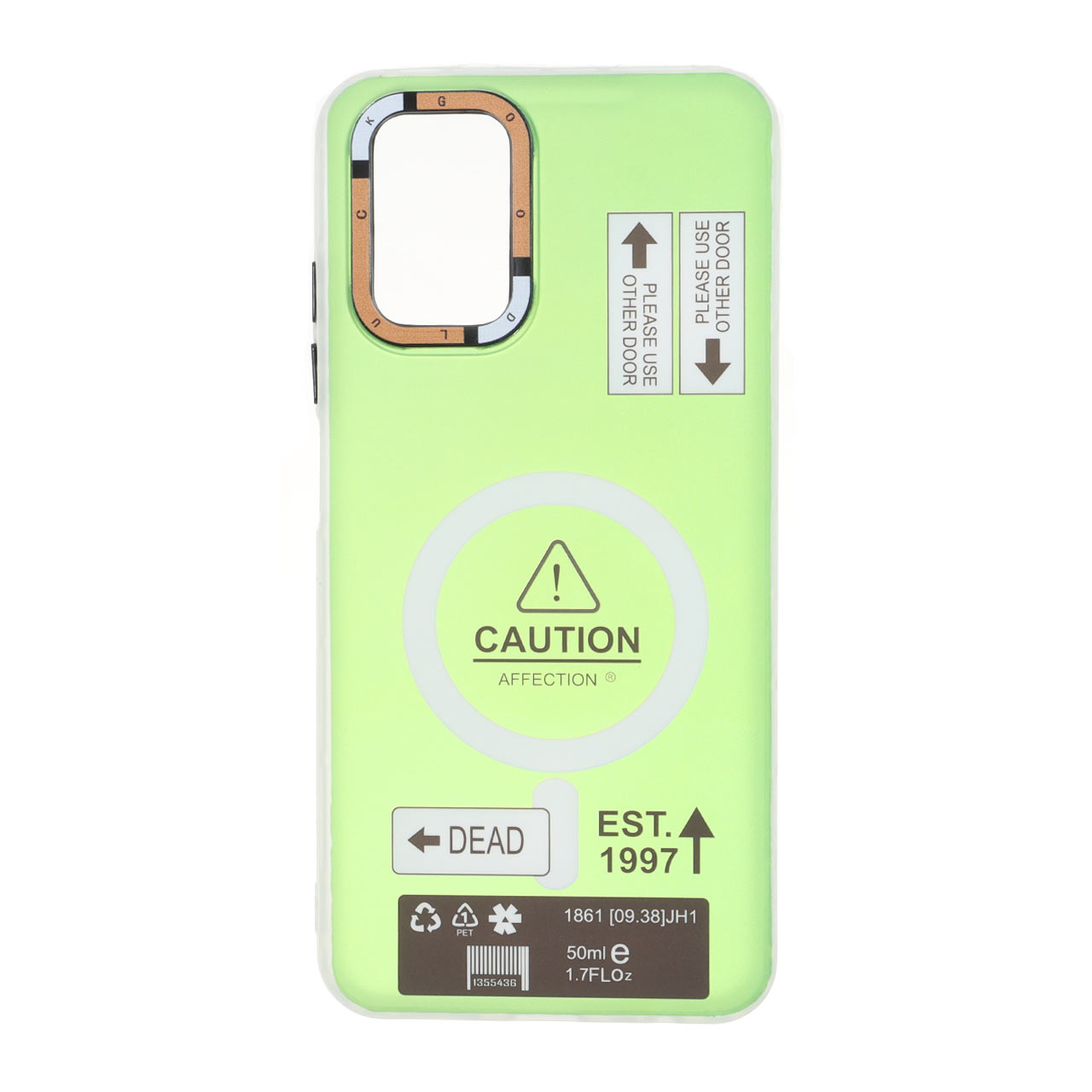 قاب طرح Caution دور مات مگ‌سیف سبز مناسب برای شیائومی ردمی نوت 10 4G و ردمی نوت 10 اس و پوکو ام 5 اس