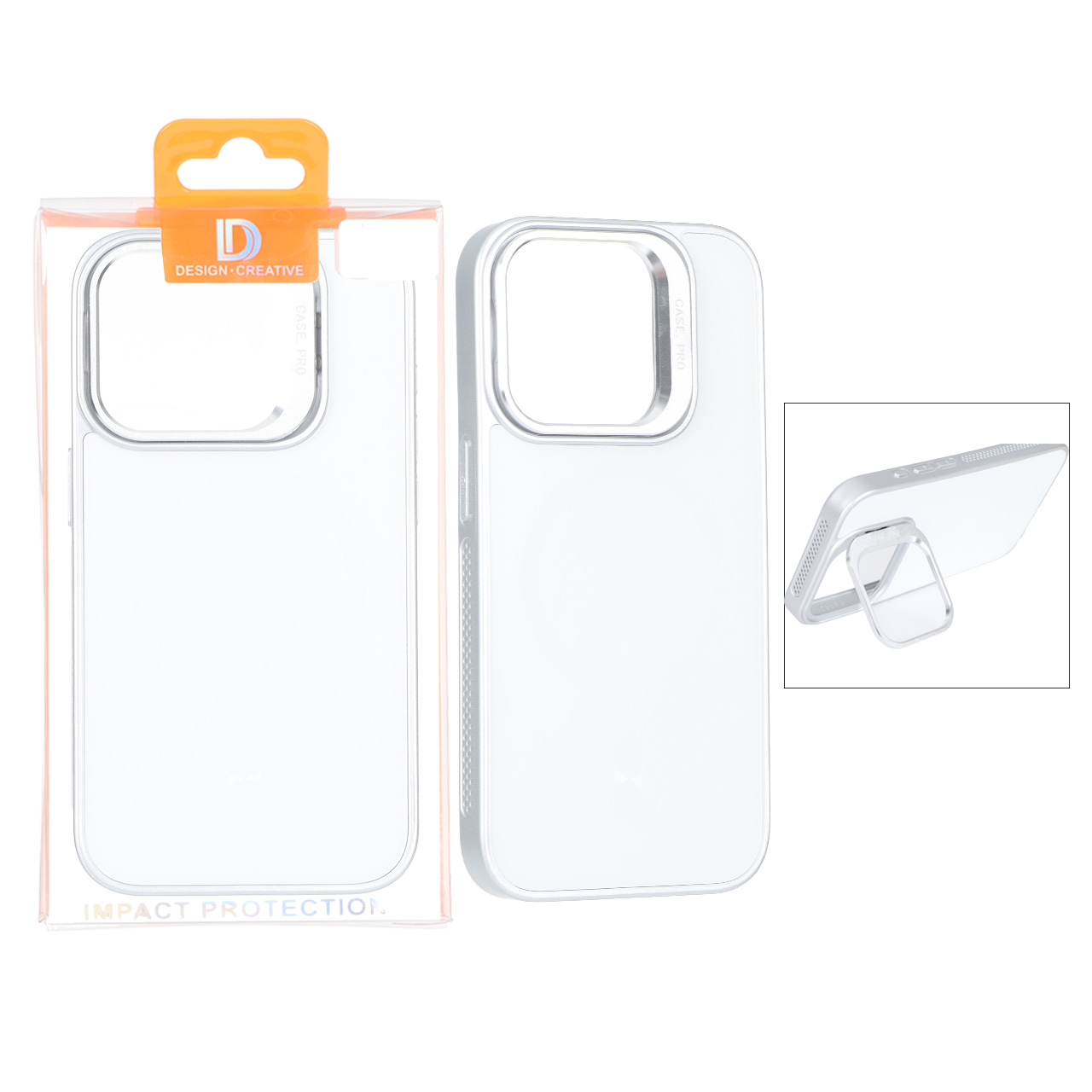 قاب اورجینال PVD Case Pro استندشو MagSafe مدل Apple iPhone 15 Pro - نقره ای (پک دار)