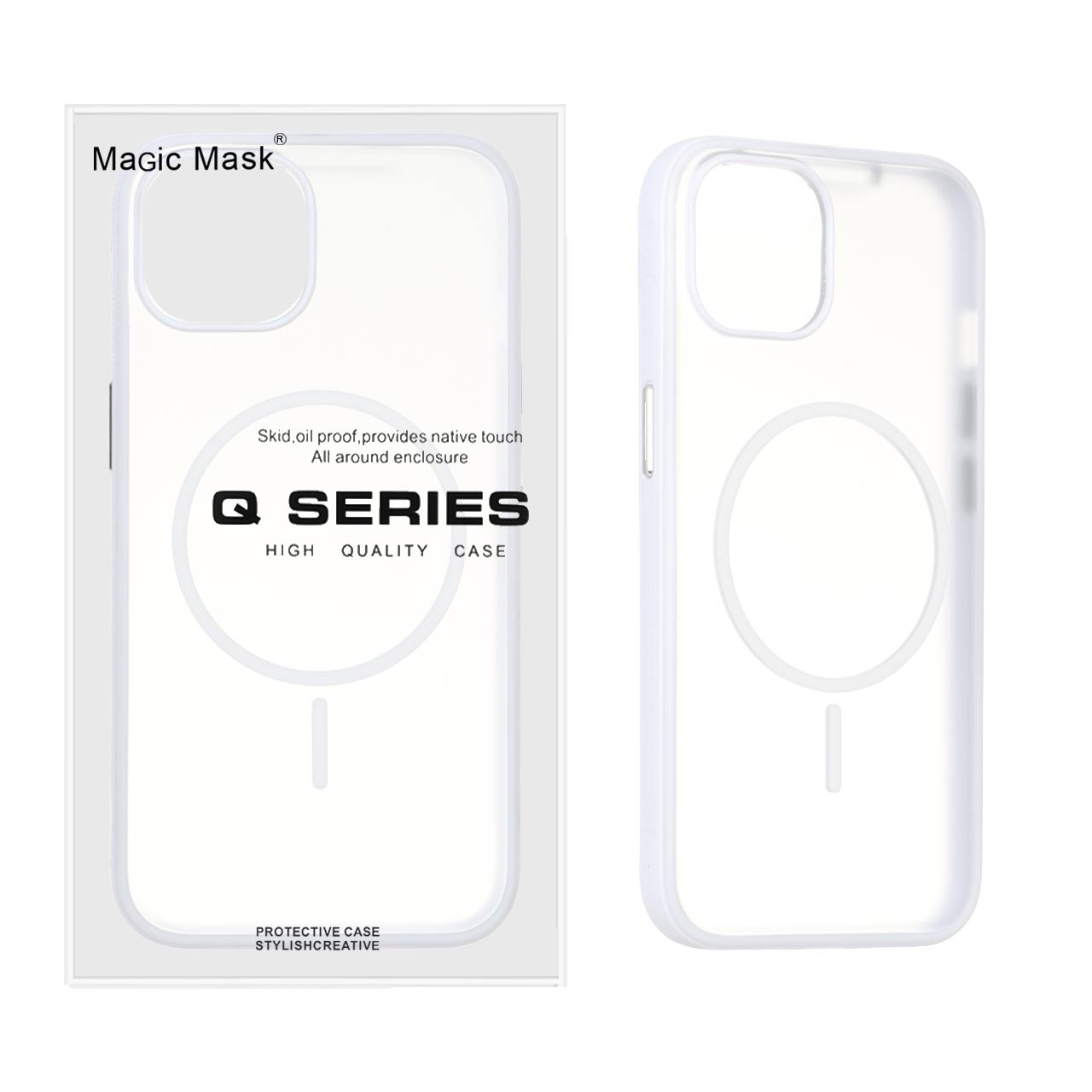 قاب مگ سیف Defender Shield پشت سخت شفاف مناسب برای آیفون 13 و آیفون 14