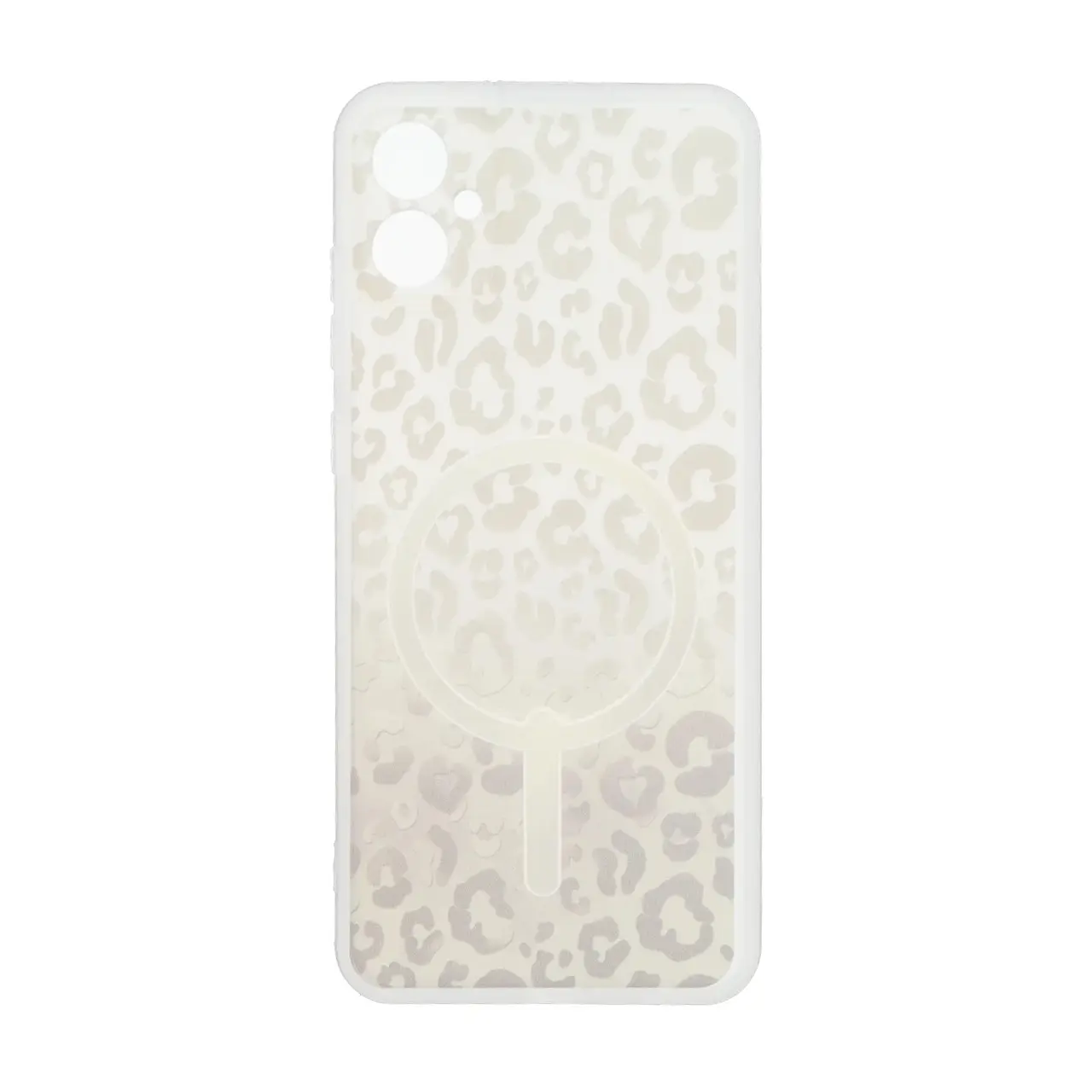 قاب ژله ای پلنگی طرح مگ سیف دور مات محافظ لنزدار Samsung Galaxy A05 / M05 / F05 - کرم