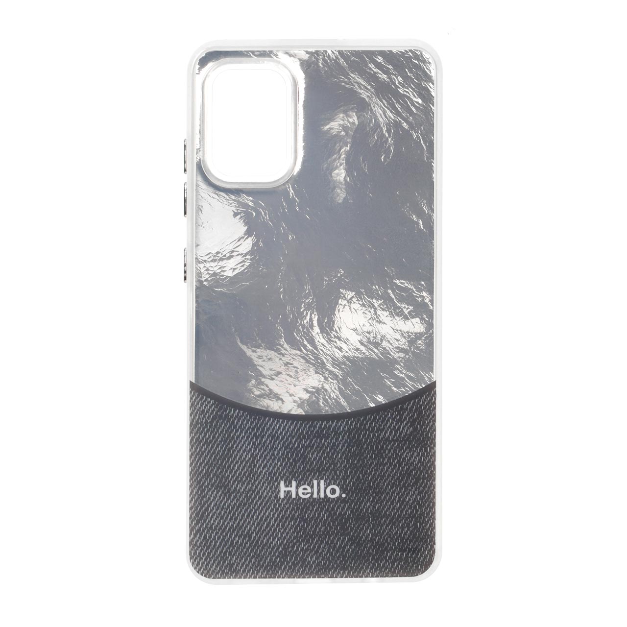 قاب طرح جین Ice سرمه ای Hello مناسب برای سامسونگ گلکسی A51 و M40s