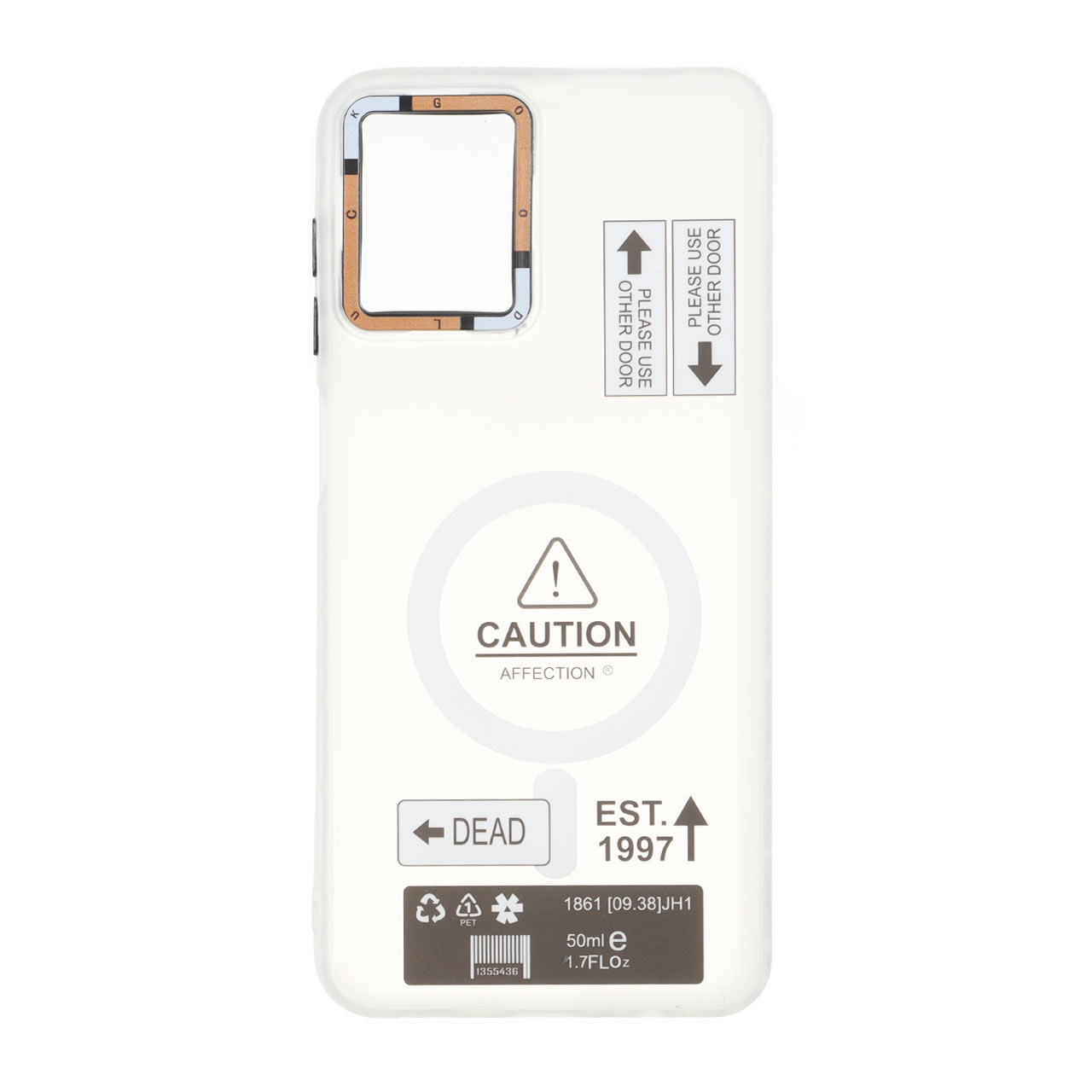 قاب طرح Caution دور مات مگ سیف سفید مناسب برای سامسونگ گلکسی A12 / M12 / F12