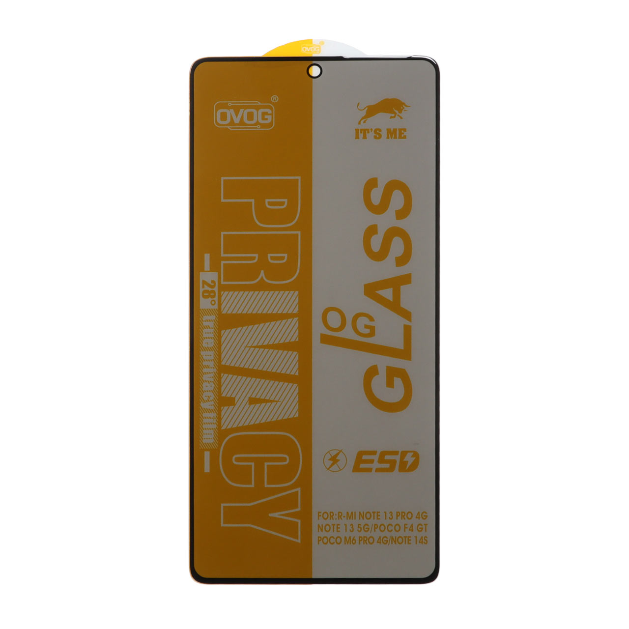 محافظ صفحه نمایش شیشه ای درجه یک Full Cover Privacy OG - ESD OVOG مدل Xiaomi Redmi Note 14S / Note 13 Pro 4G / Poco M6 Pro 4G