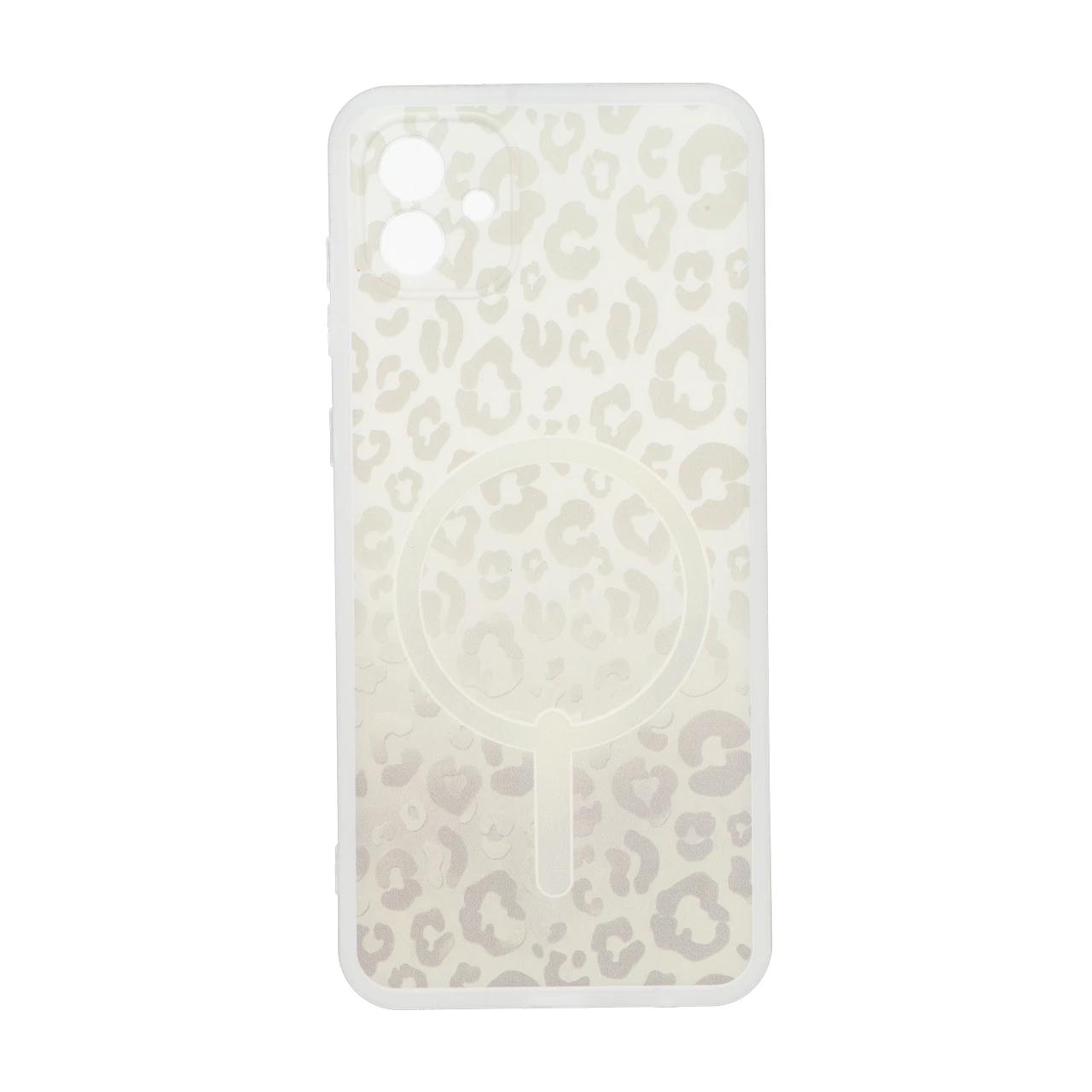 قاب ژله ای پلنگی طرح مگ سیف دور مات محافظ لنزدار Samsung Galaxy A04 / M13 5G - کرم
