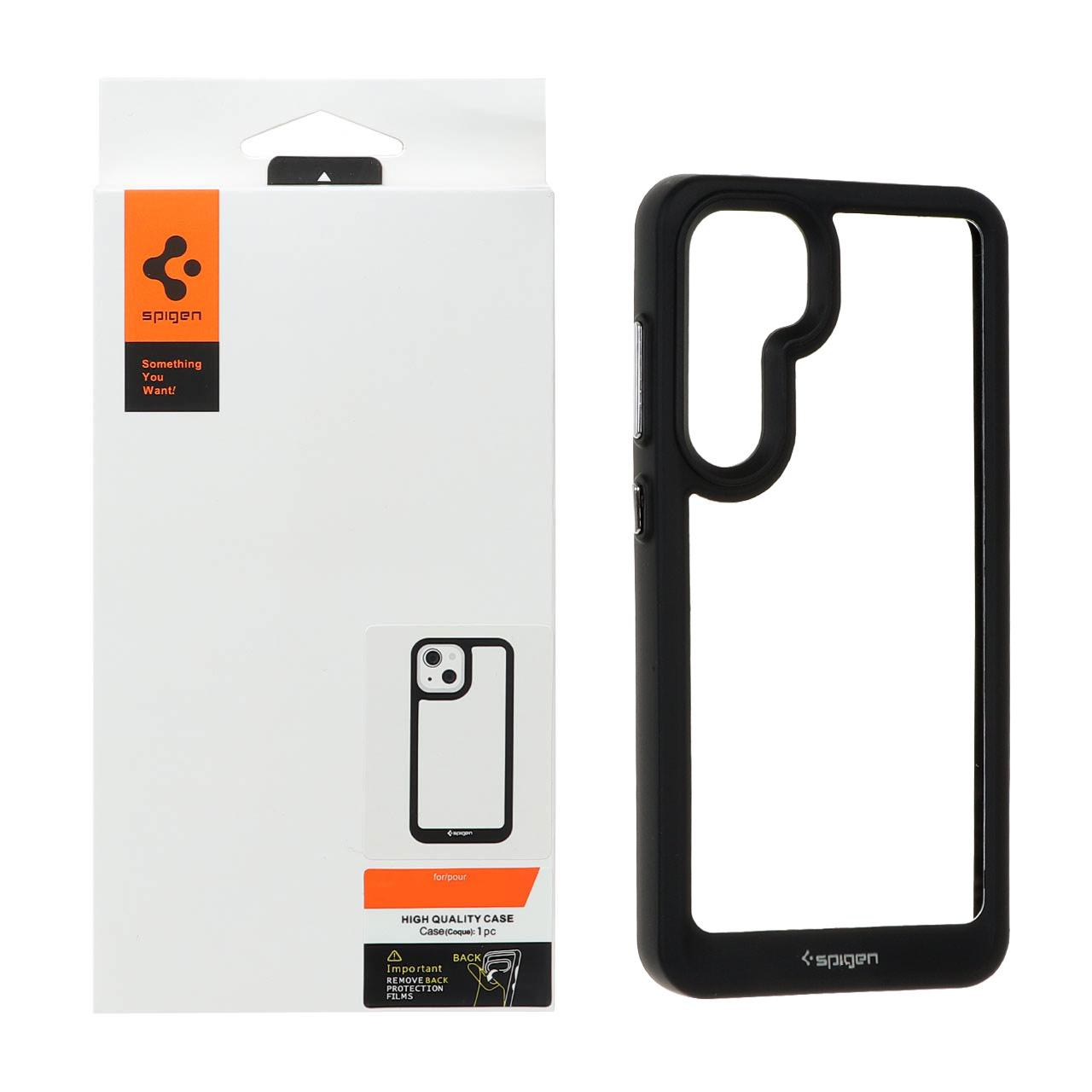 قاب اورجینال Spigen شفاف مشکی مناسب برای سامسونگ گلکسی S24 FE